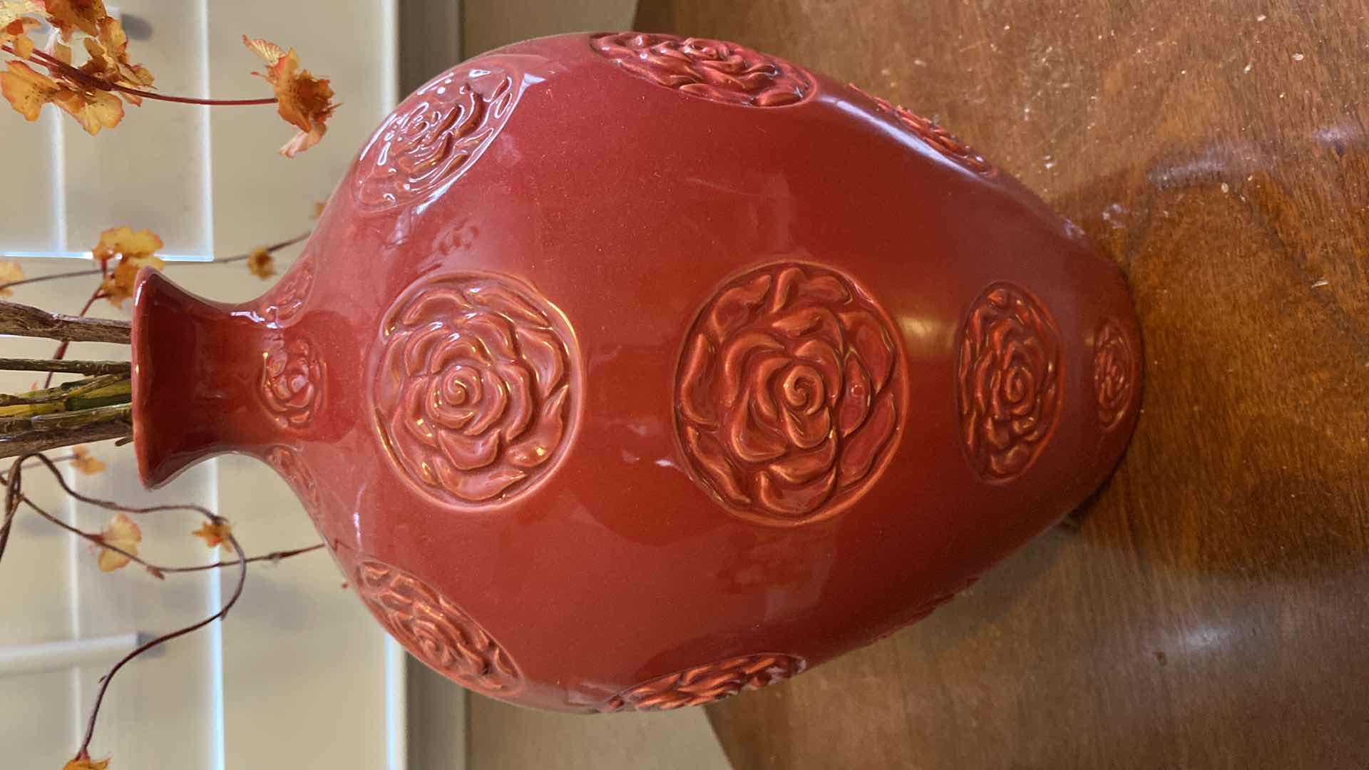 Photo 1 of ASIAN INSPIRED VASE H 12” WITH FAUX FLOWERS