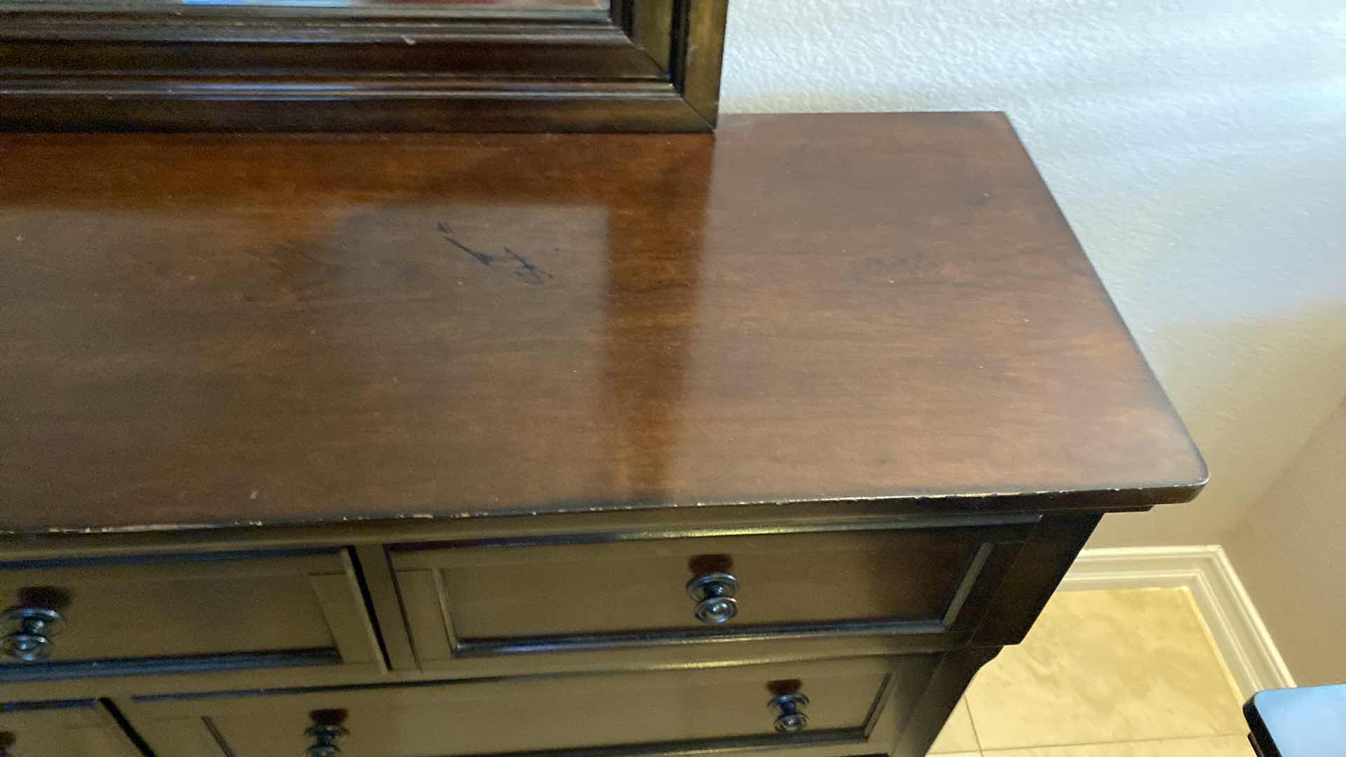 Photo 1 of 7 DRAWER WOOD DRESSER WITH MIRROR 66” x 17 1/2” H 40”