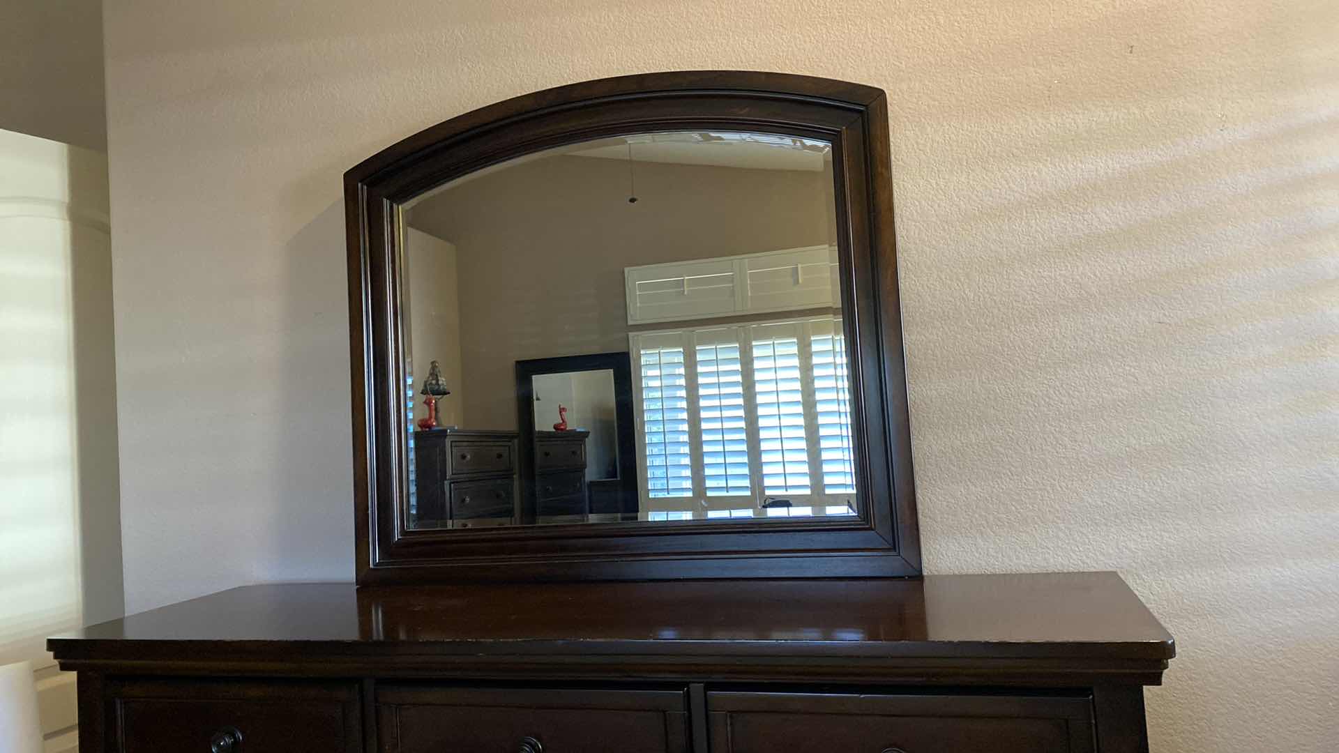 Photo 1 of 7 DRAWER WOOD DRESSER WITH MIRROR 66” x 17 1/2” H 40”