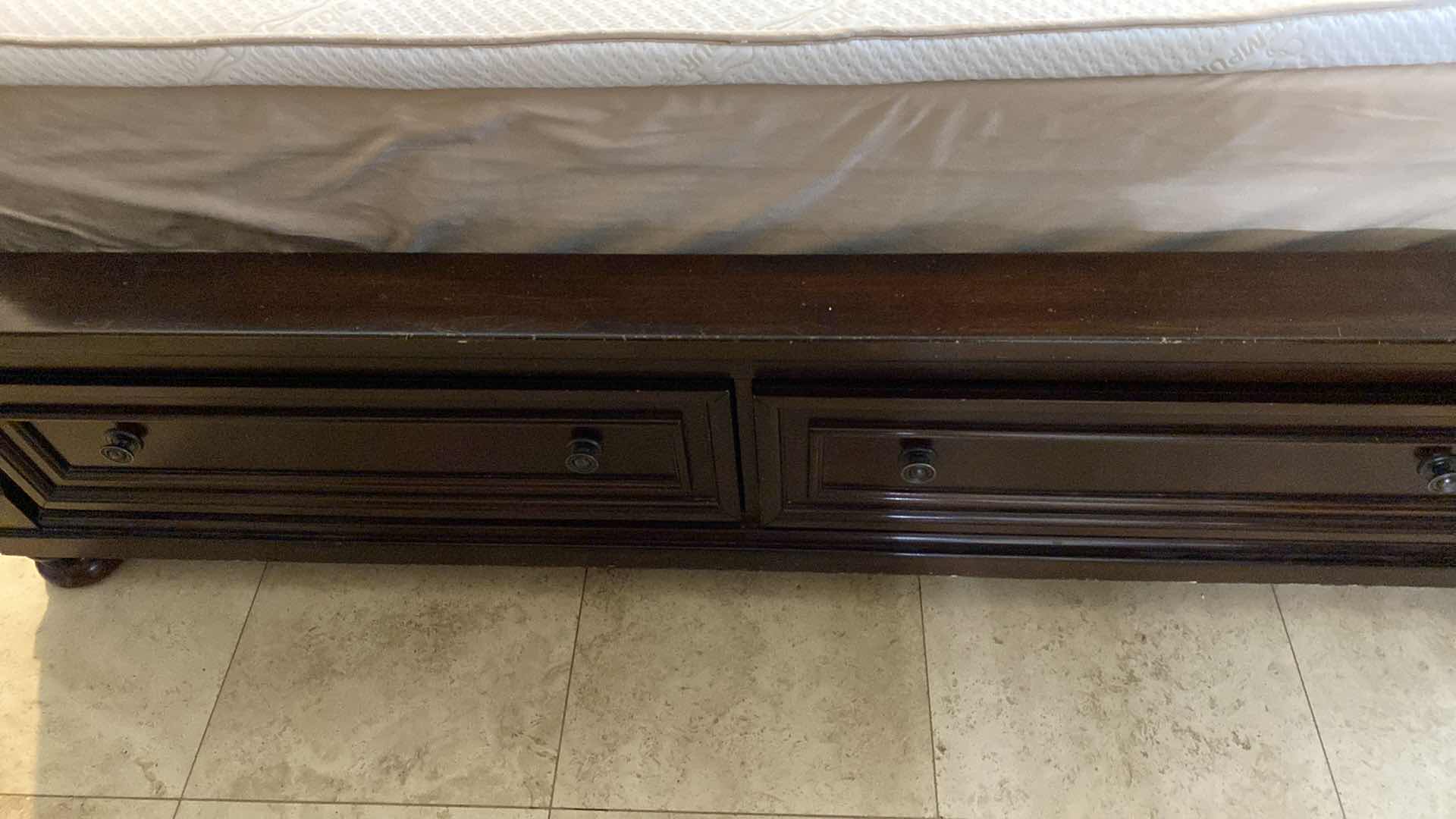 View 9 of KING/CAL KING SLEIGH-BED WITH 2 STORAGE DRAWERS 81 1/2” x 94” H 57” AND 2 NIGHT STANDS 29” x 18” H 30” (LAMPS AND MATTRESS SOLD SEPARATELY)