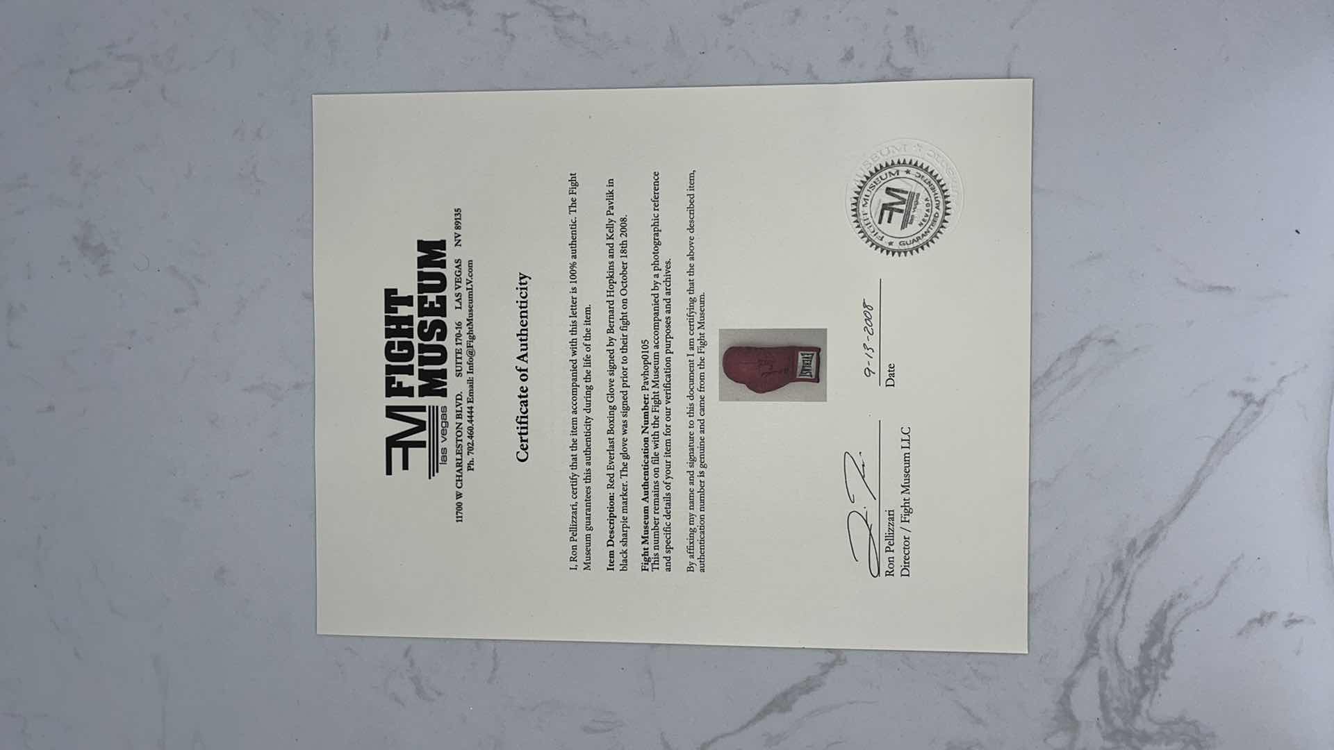 Photo 1 of HOPKINS PAVLIK AUTOGRAPHED GLOVE