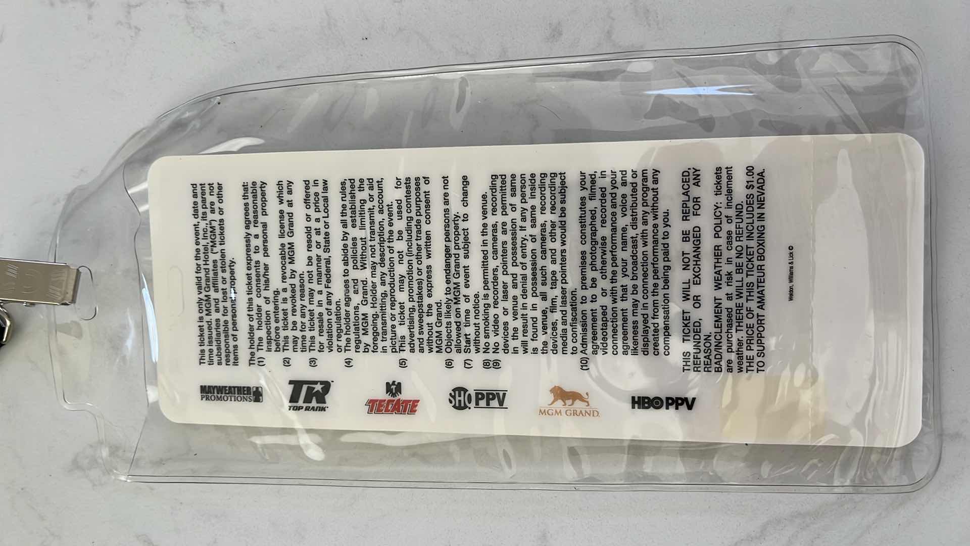 Photo 1 of MAYWEATHER PACQUIAO RARE VERY COLLECTIBLE OFFICIAL FIGHT TICKET IN LANYARD