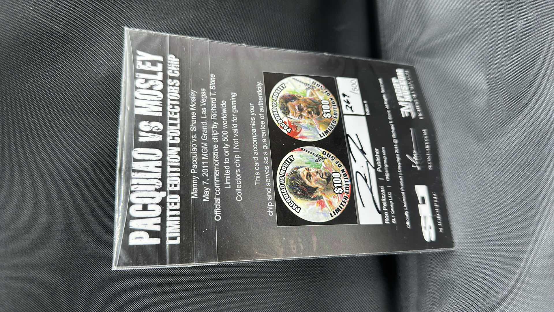 View 2 of PACQUIAO VS MOSLEY LIMITED EDITION $100 COLLECTORS COIN NUMBERED 269/500