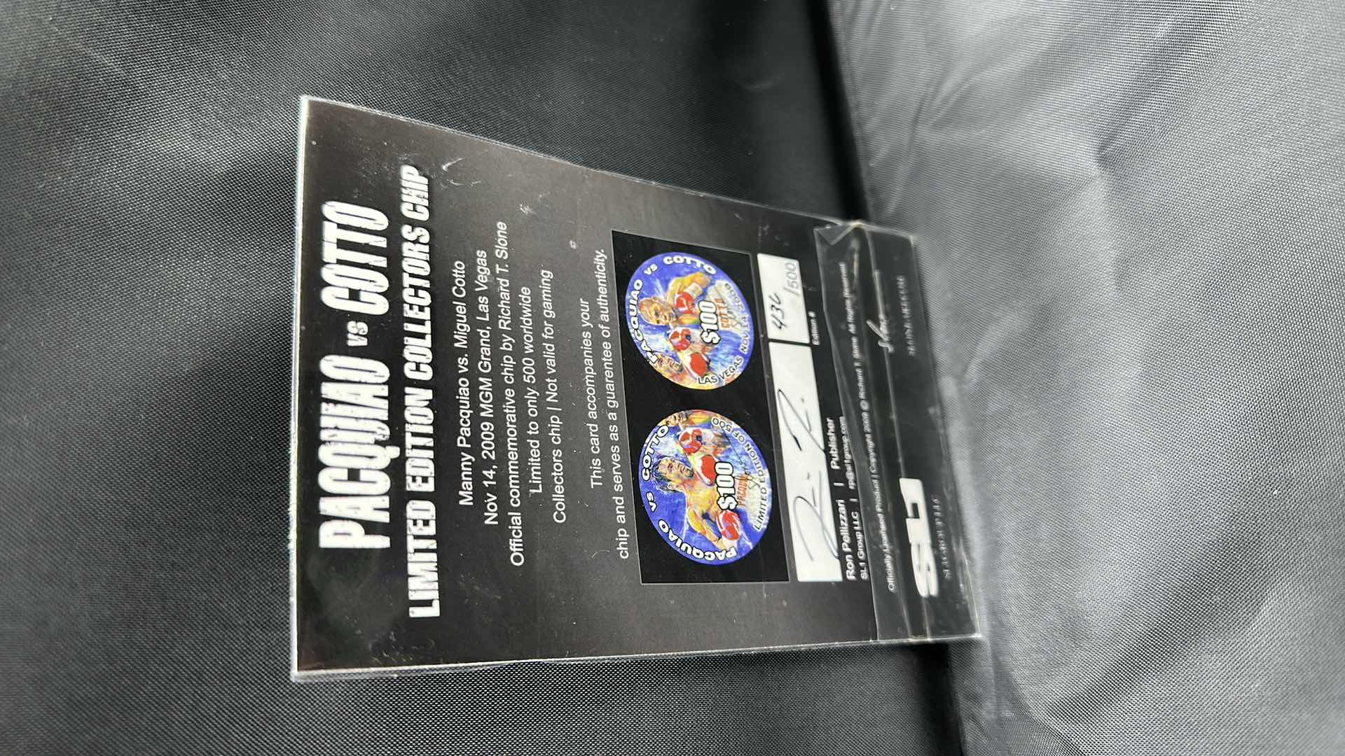 View 2 of PACQUIAO VS COTTO LIMITED EDITION $100 COLLECTORS COIN NUMBERED 436/500