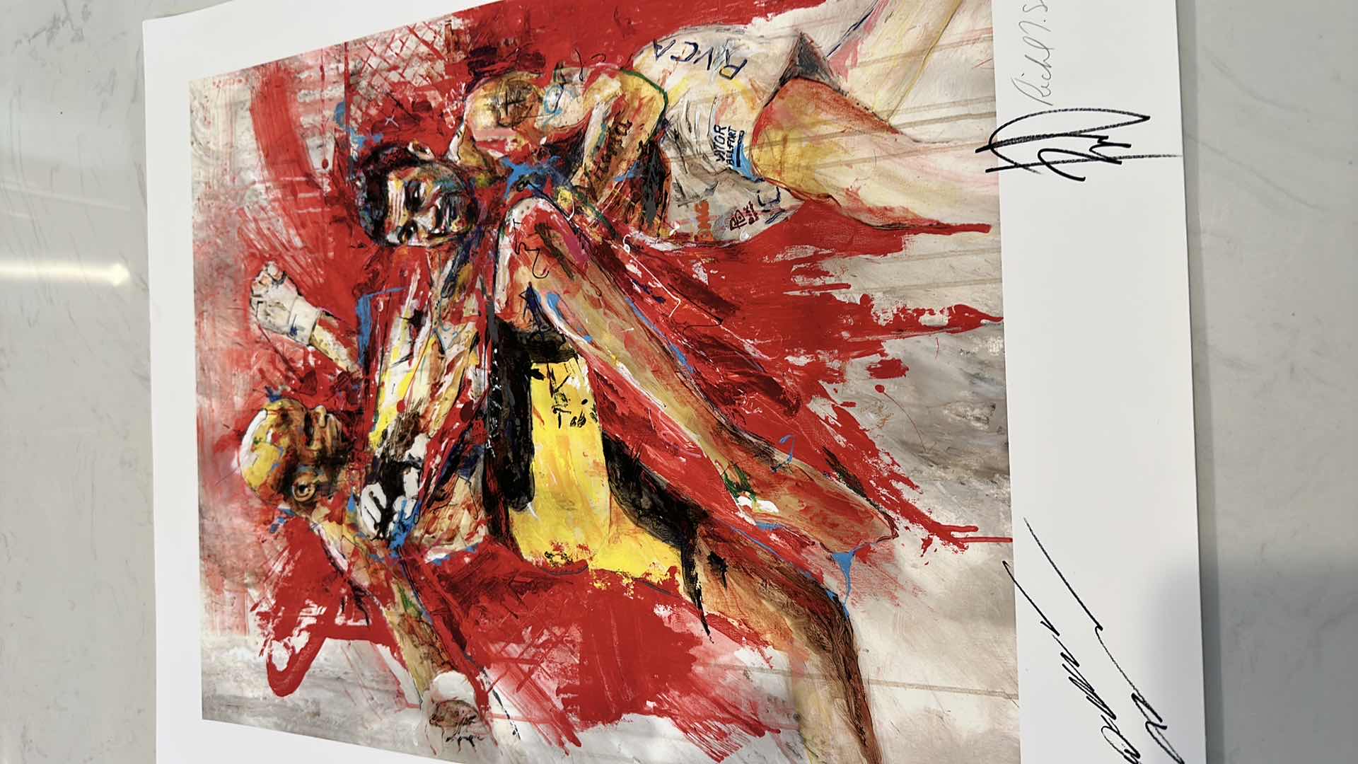 Photo 1 of AUTOGRAPHED ANDERSON SILVA VS VITOR BELFORT ART W COA 20” X 24”