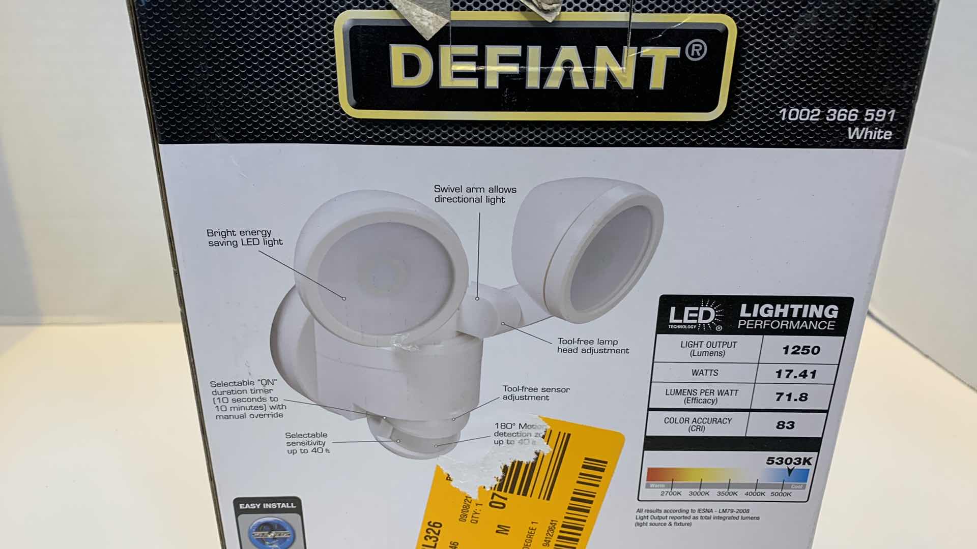Photo 1 of DEFIANT MOTION ACTIVATED SECURITY LIGHT WIRED 1002 366 591