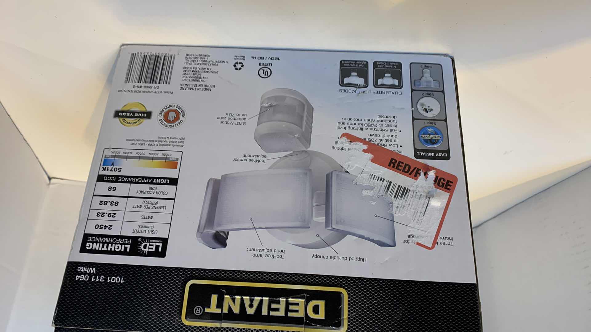 Photo 1 of DEFIANT MOTION ACTIVATED EXTRA WIDE SECURITY LIGHT WIRED 1001 311 064