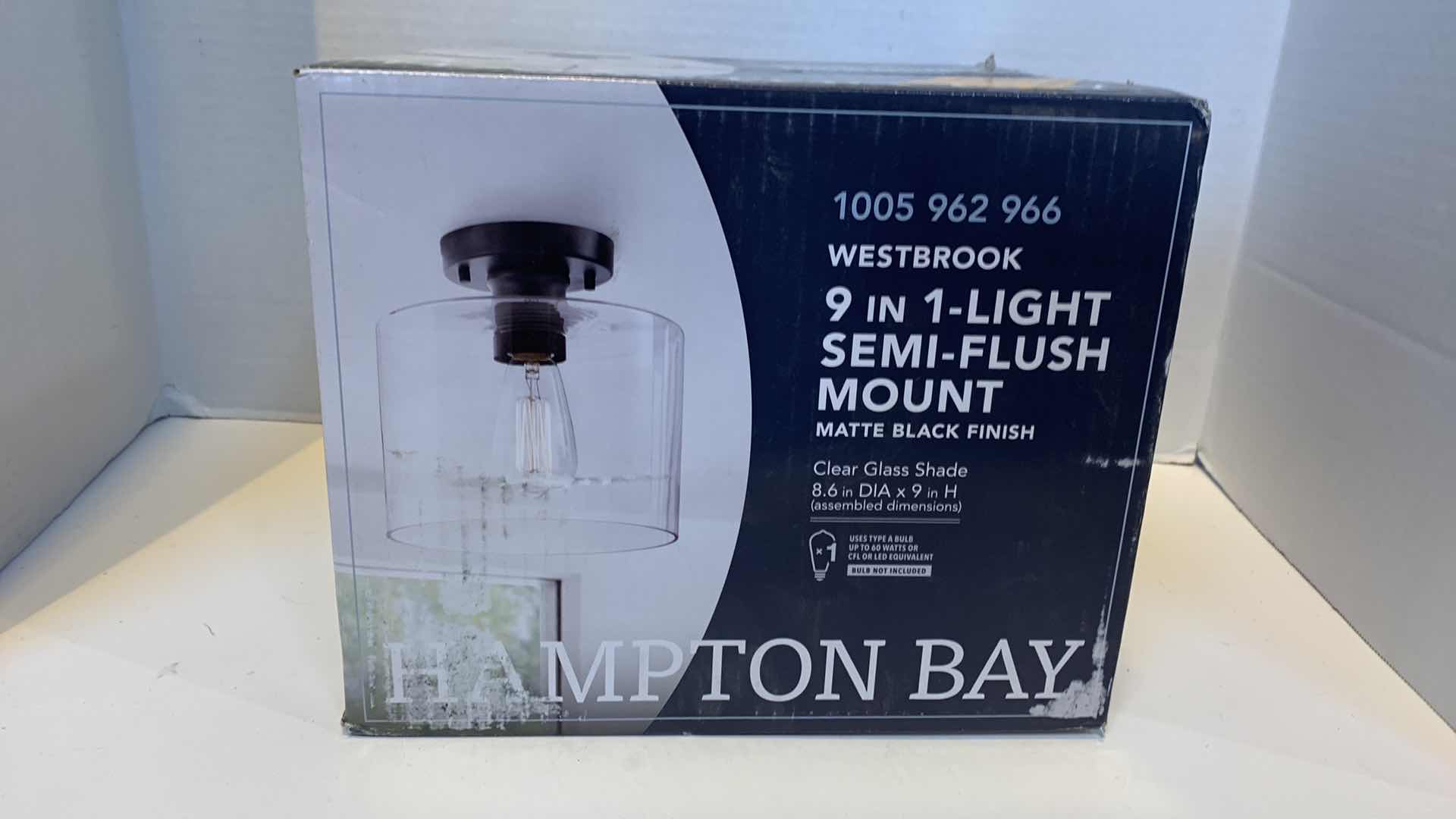 Photo 1 of HAMPTON BAY WESTBROOK 9 IN 1 LIGHT SEMI-FLUSH MOUNT MATTE BLACK 1005 962 966