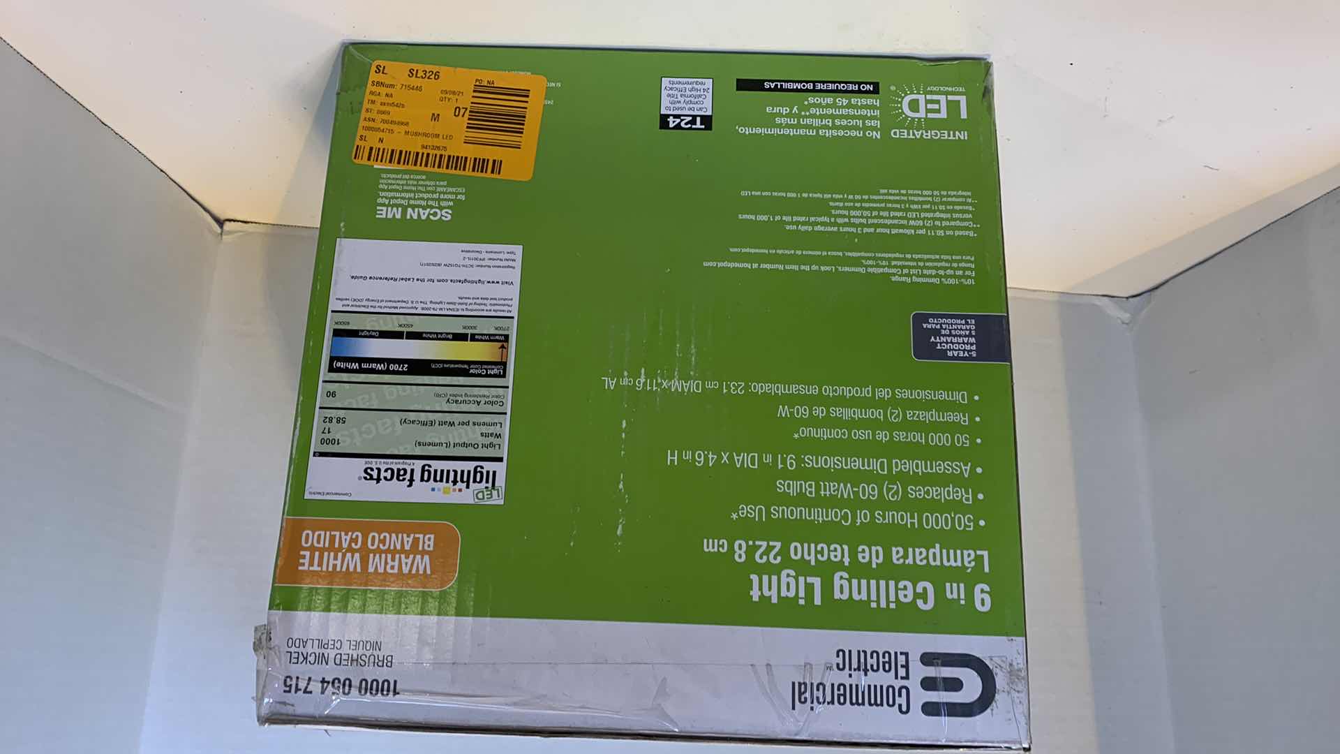 Photo 1 of COMMERCIAL ELECTRIC 9 IN ONE CEILING LIGHT BRUSHED NICKEL 1000 054 715