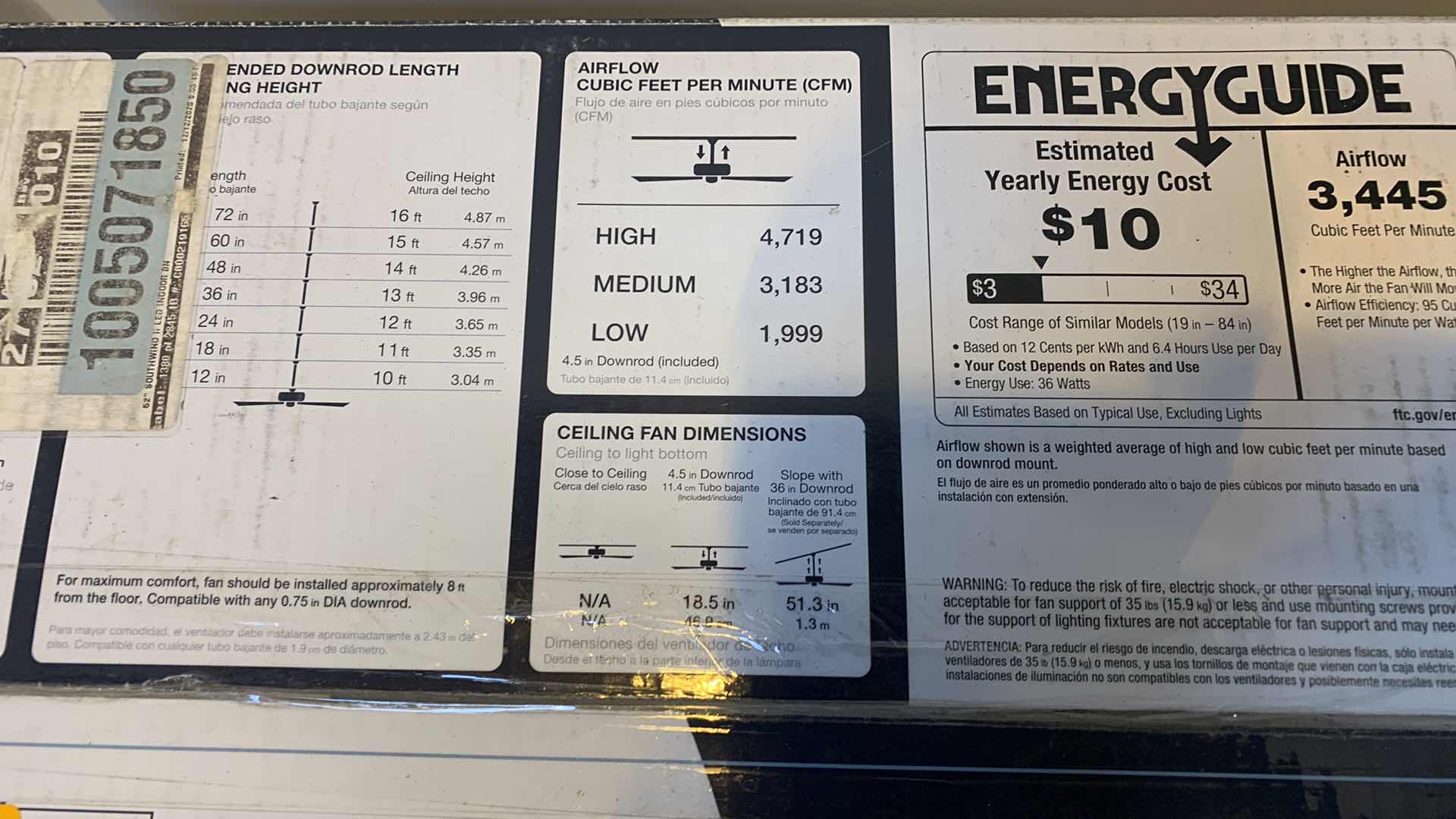 Photo 1 of HAMPTON BAY SOUTHWIND II 52” LED INDOOR CEILING FAN BRUSHED NICKEL 1005 071 850