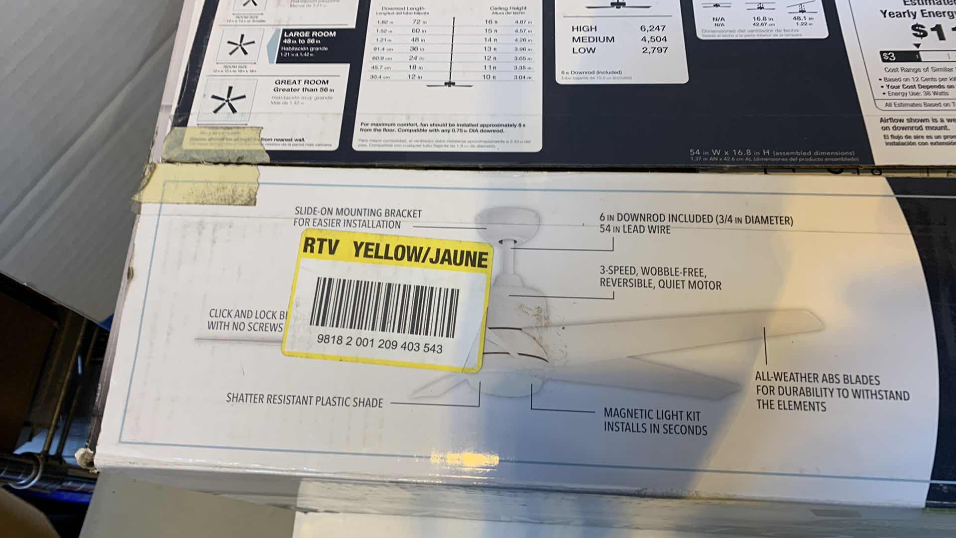 Photo 1 of HAMPTON BAY MENA 54” LED COLOR CHANGING CEILING FAN MATTE WHITE FINISH 1005 919 928