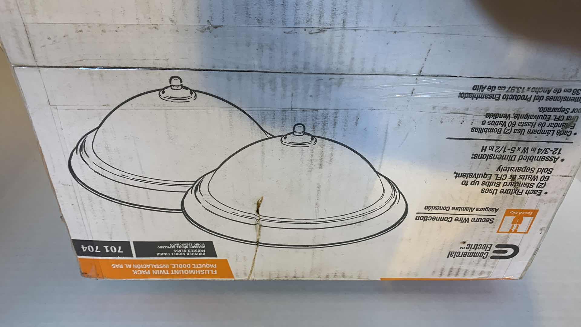 Photo 1 of COMMERCIAL ELECTRIC FLUSH MOUNT TWIN PACK FIXTURE BRUSHED NICKEL 701 704