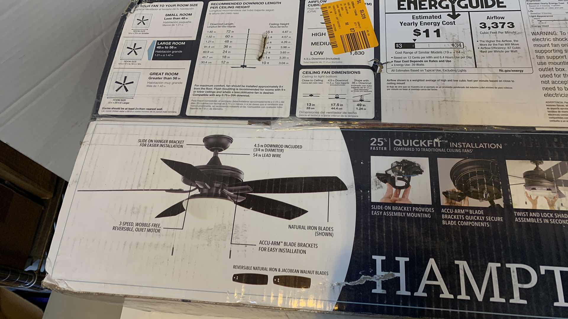 Photo 1 of HAMPTON BAY GAZEBO III 52” CEILING FAN NATURAL IRON FINISH