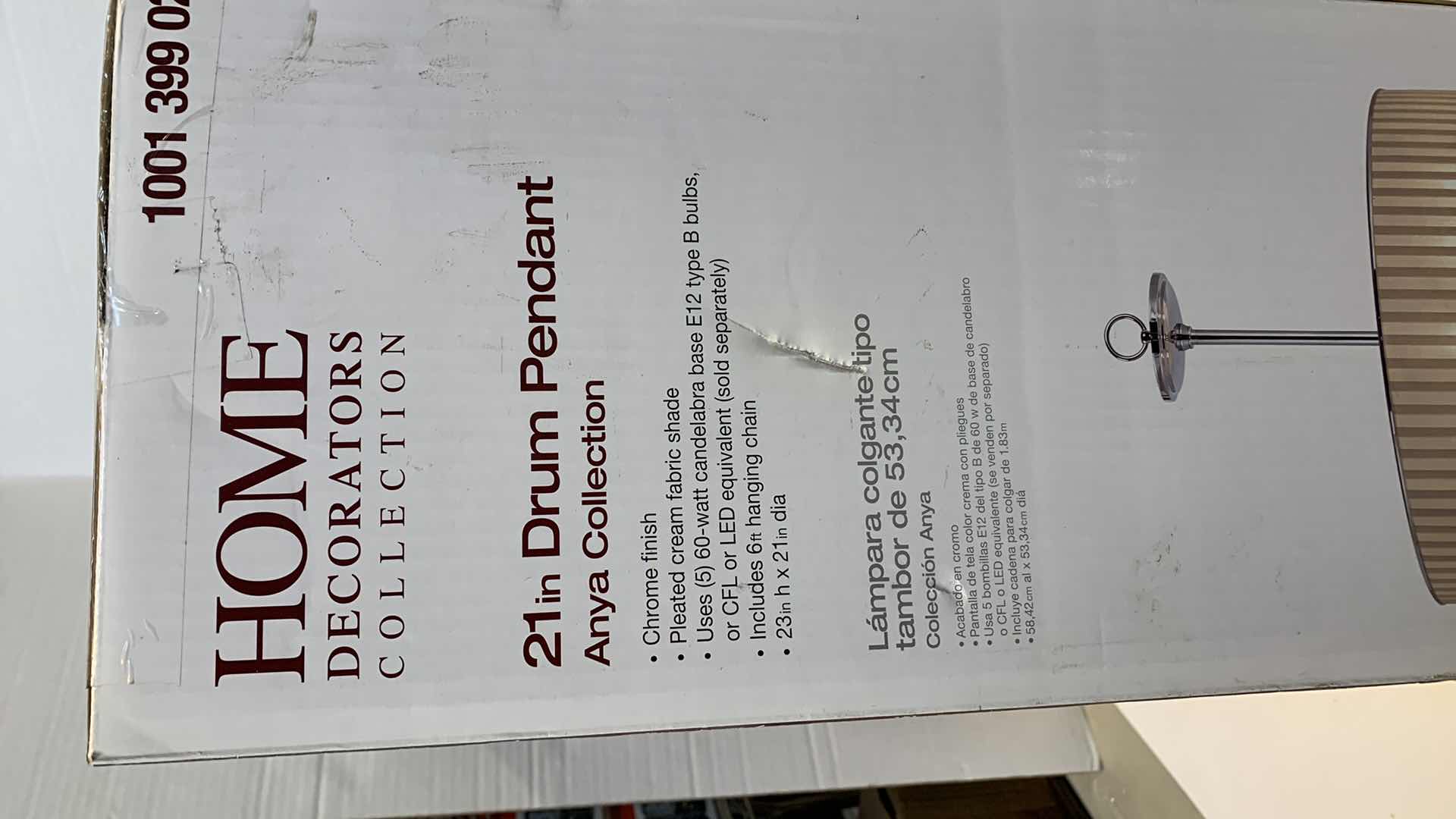 Photo 1 of HOME DECORATORS COLLECTION 21” DRUM PENDANT ANYA COLLECTION CHROME FINISH 1001 399 020 FACTORY SEALED