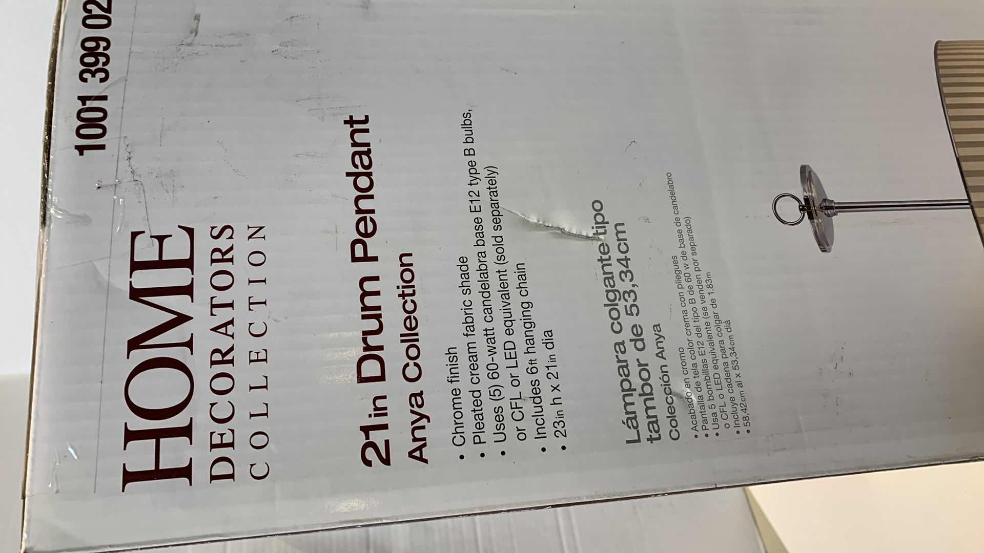 Photo 1 of HOME DECORATORS COLLECTION 21” DRUM PENDANT ANYA COLLECTION CHROME FINISH 1001 399 020 FACTORY SEALED