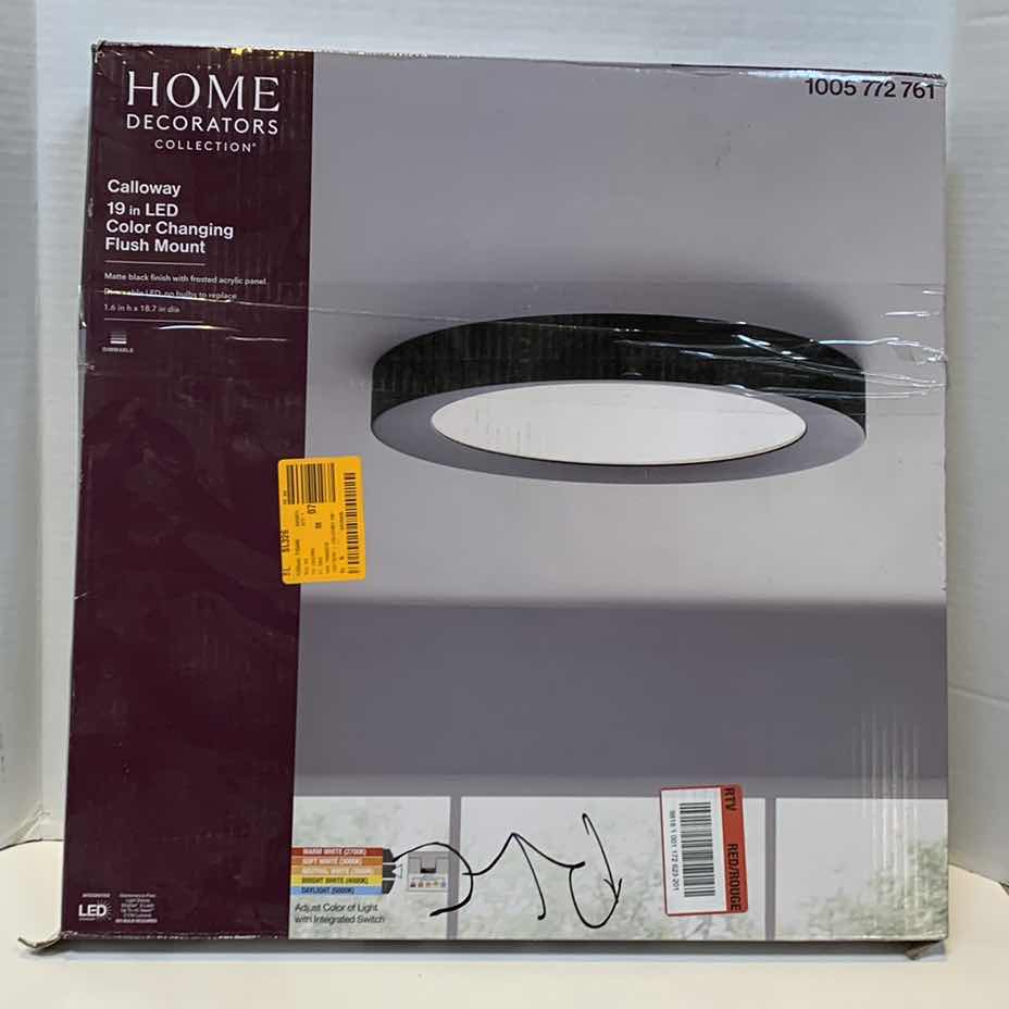Photo 1 of HOME DECORATORS COLLECTION CALLOWAY 19” LED COLOR CHANGING GFLUSH MOUNT LIGHT FIXTURE 1005 772 761