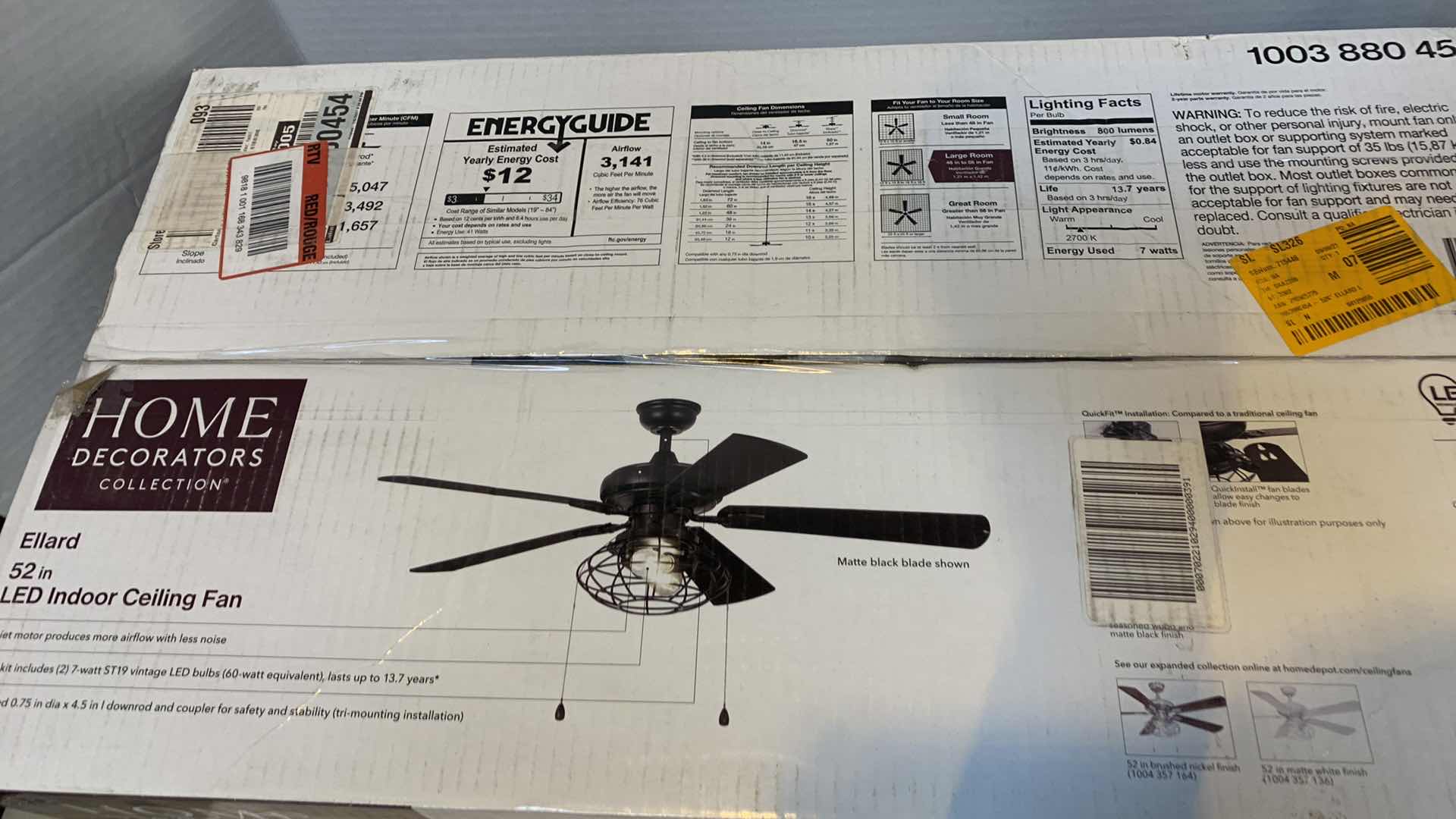 Photo 1 of HOME DECORATORS COLLECTION ELLARD 52” INDOOR CEILING FAN MATTE BLACK FINISH 1003 880 454