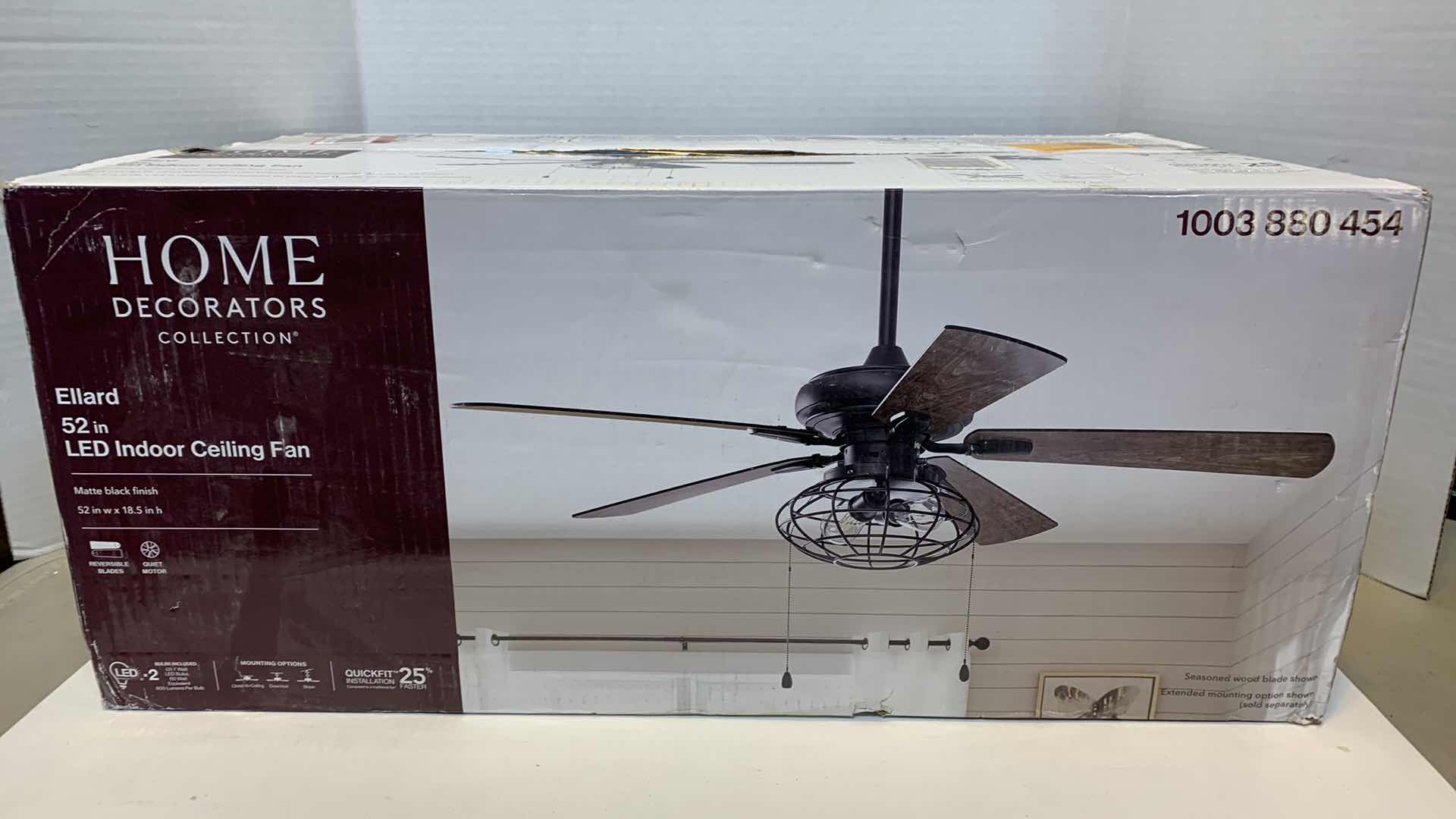 Photo 1 of HOME DECORATORS COLLECTION ELLARD 52” INDOOR CEILING FAN MATTE BLACK FINISH 1003 880 454