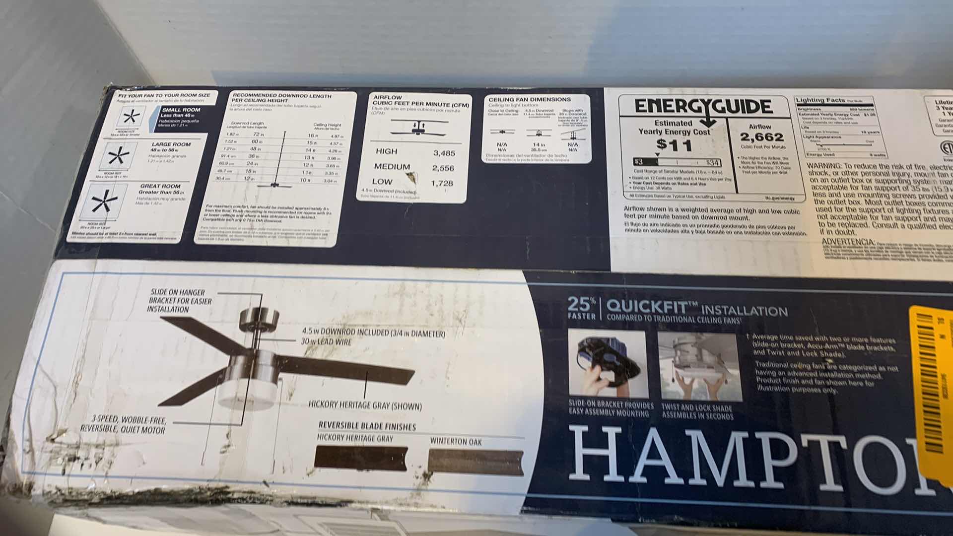 Photo 1 of HAMPTON BAY MONTGOMERY II 44” LED INDOOR CEILING FAN BRUSHED NICKEL FINISH