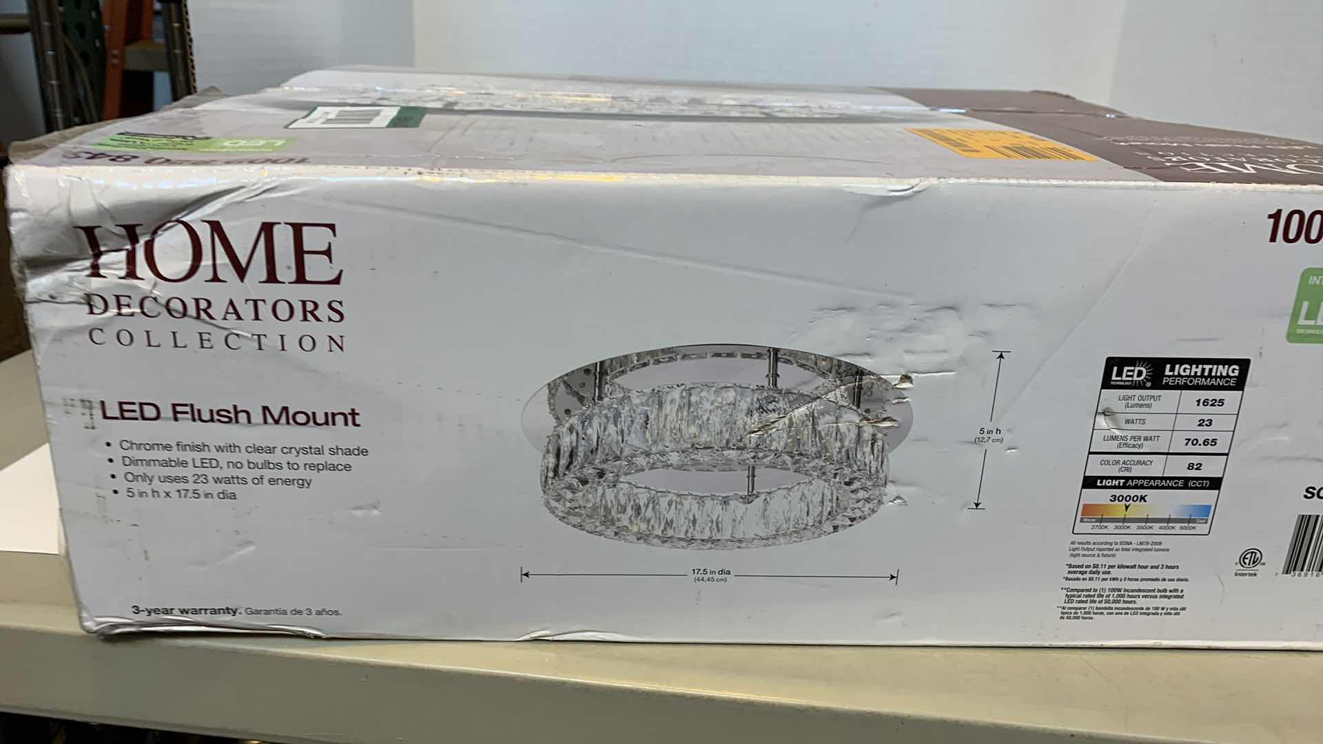 Photo 1 of HOME DECORATORS COLLECTION LED FLUSH MOUNT 17.5” DIAMETER LIGHT FIXTURE