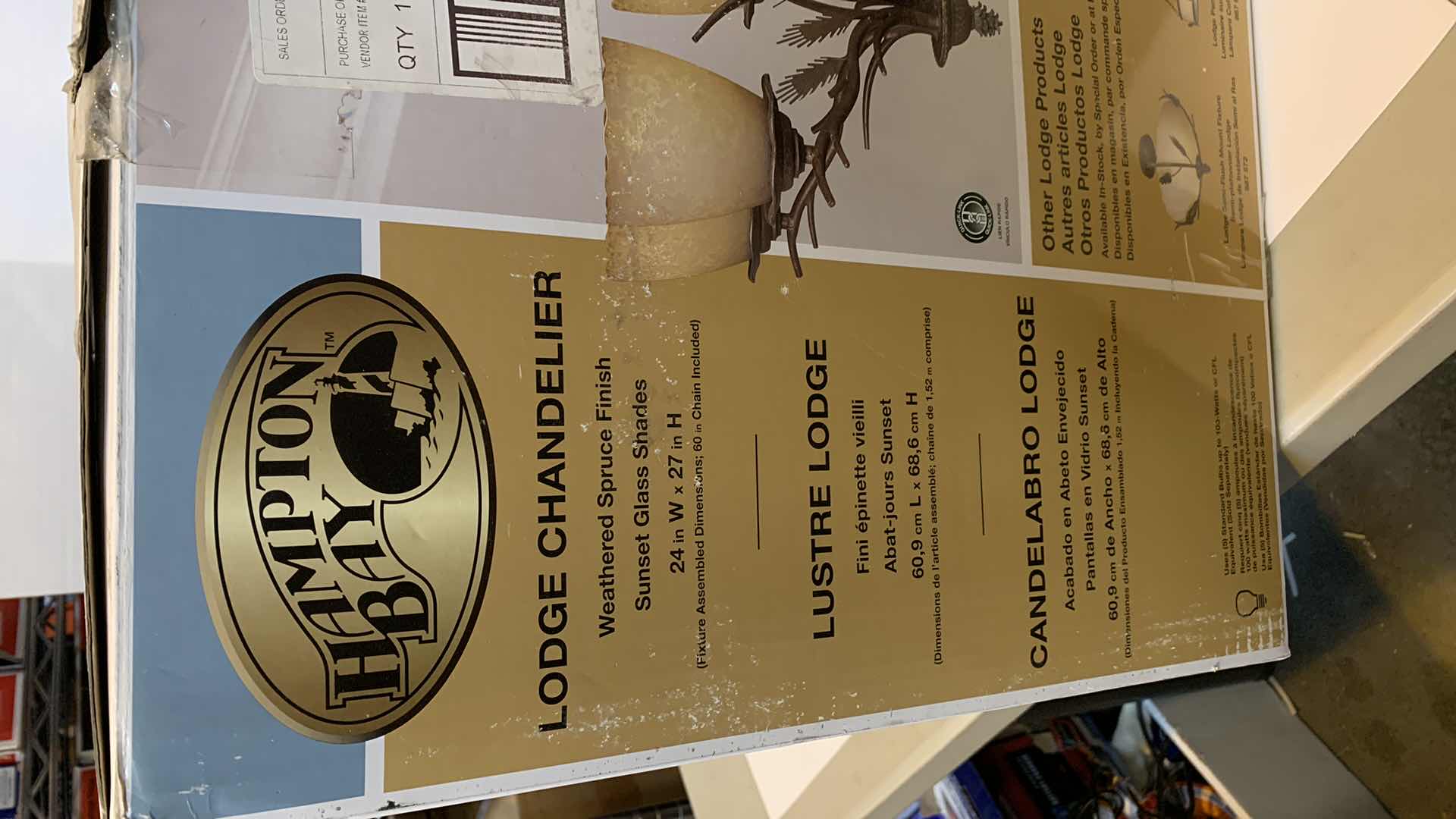 Photo 1 of HAMPTON BAY LODGE CHANDELIER WEATHERD SPRUCE FINISH 887 912