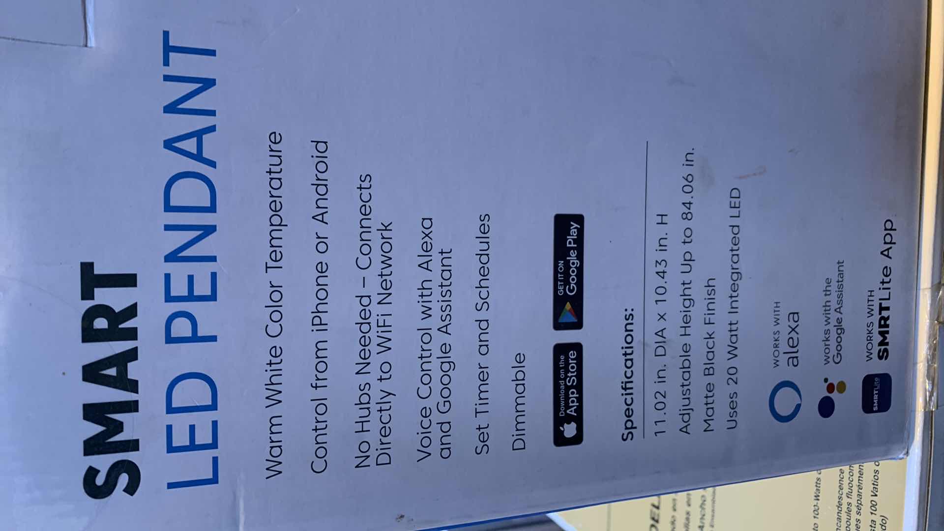 Photo 1 of SMRTLITE SMART LED PENDANT MATTE BLACK FINISH 1005 115 298