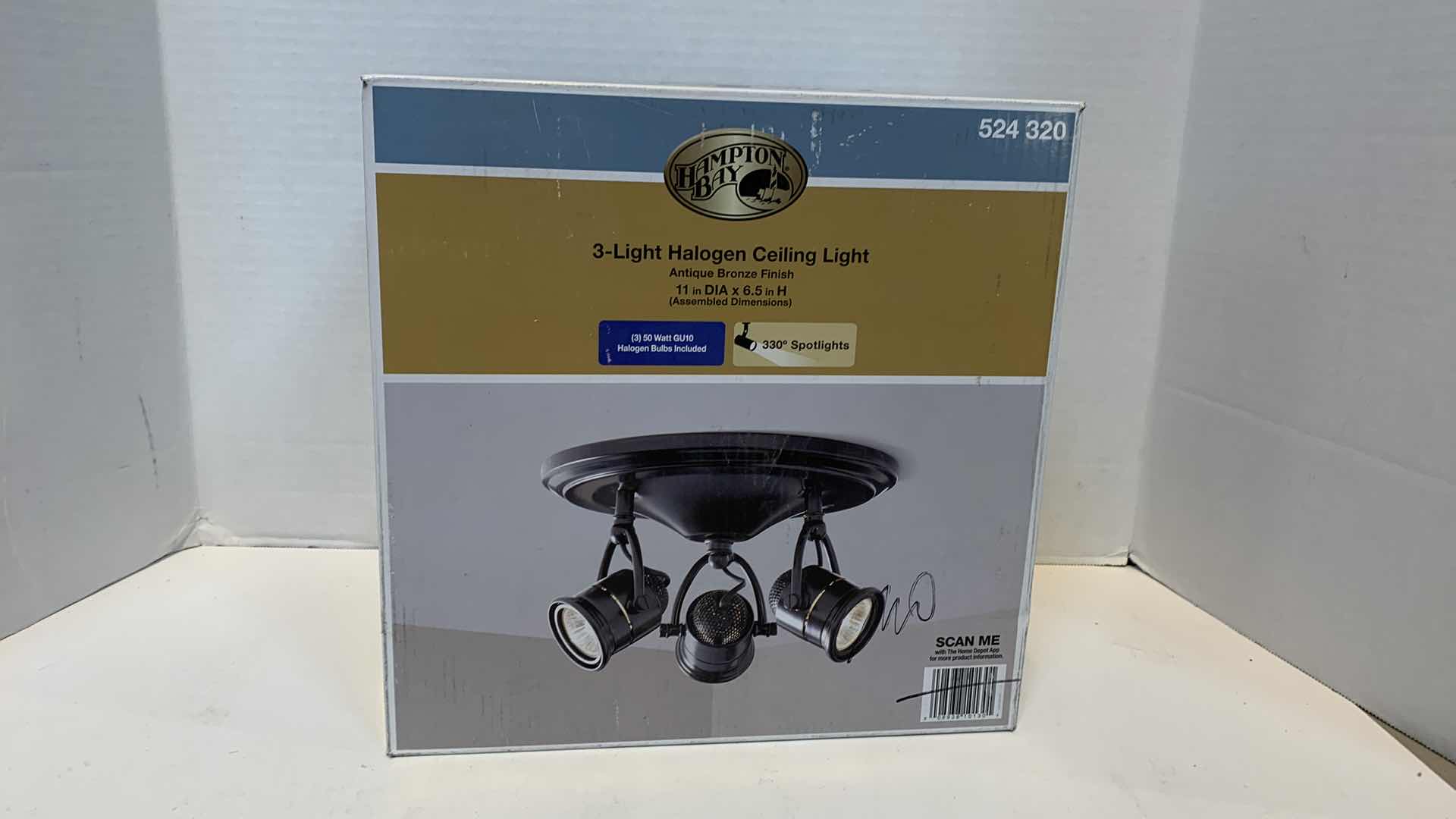 View 1 of HAMPTON BAY 3 LIGHT HALOGEN CEILING LIGHT FIXTURE ANTIQUE BRONZE FINISH 524 320