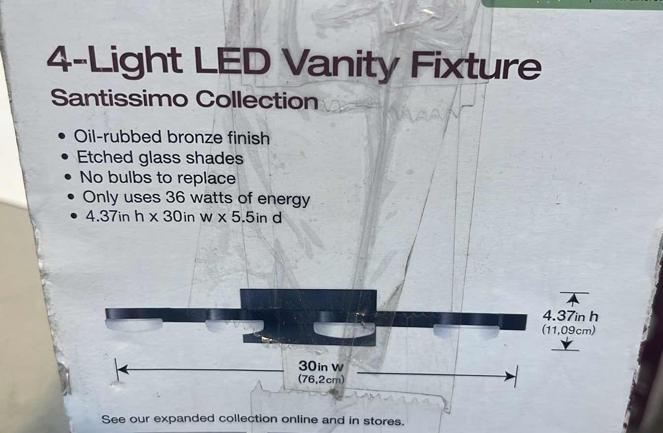 Photo 1 of HOME DECORATOR COLLECTION 4-LIGHT LED VANITY FIXTURE SANTISSIMO COLLECTION OIL-RUBBED BRONZE FINISH