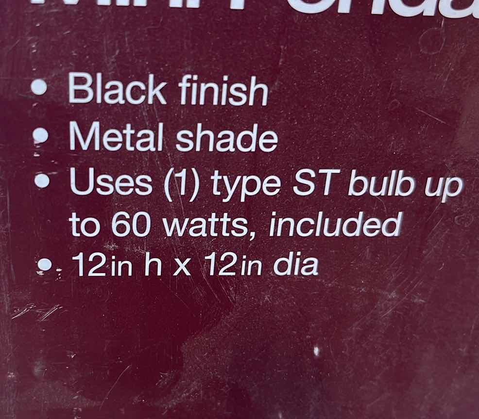 Photo 1 of HOME DECORATOR COLLECTION MINI PENDANT BLACK FINISH 1001 610 048