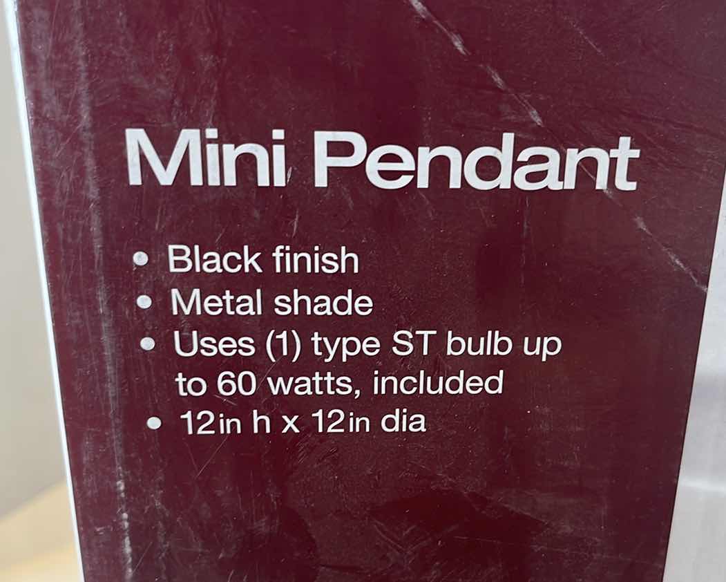 Photo 2 of HOME DECORATOR COLLECTION MINI PENDANT BLACK FINISH 1001 610 048