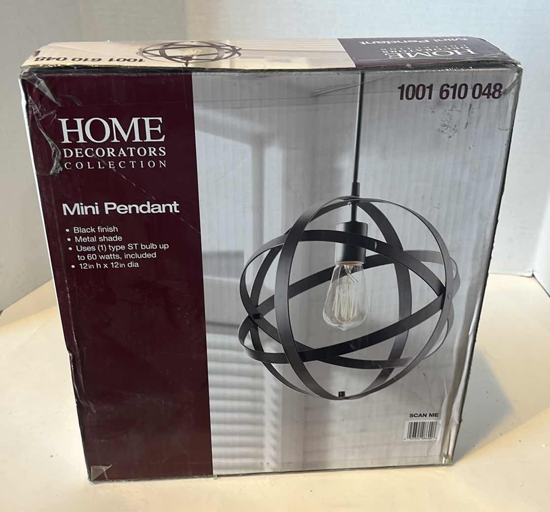 Photo 1 of HOME DECORATOR COLLECTION MINI PENDANT BLACK FINISH 1001 610 048