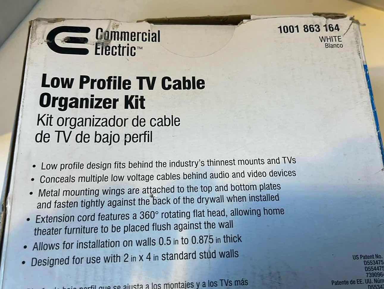 Photo 1 of COMMERCIAL ELECTRIC LOW PROFILE TV CABLE ORGANIZER KIT 1001 863 164 WHITE