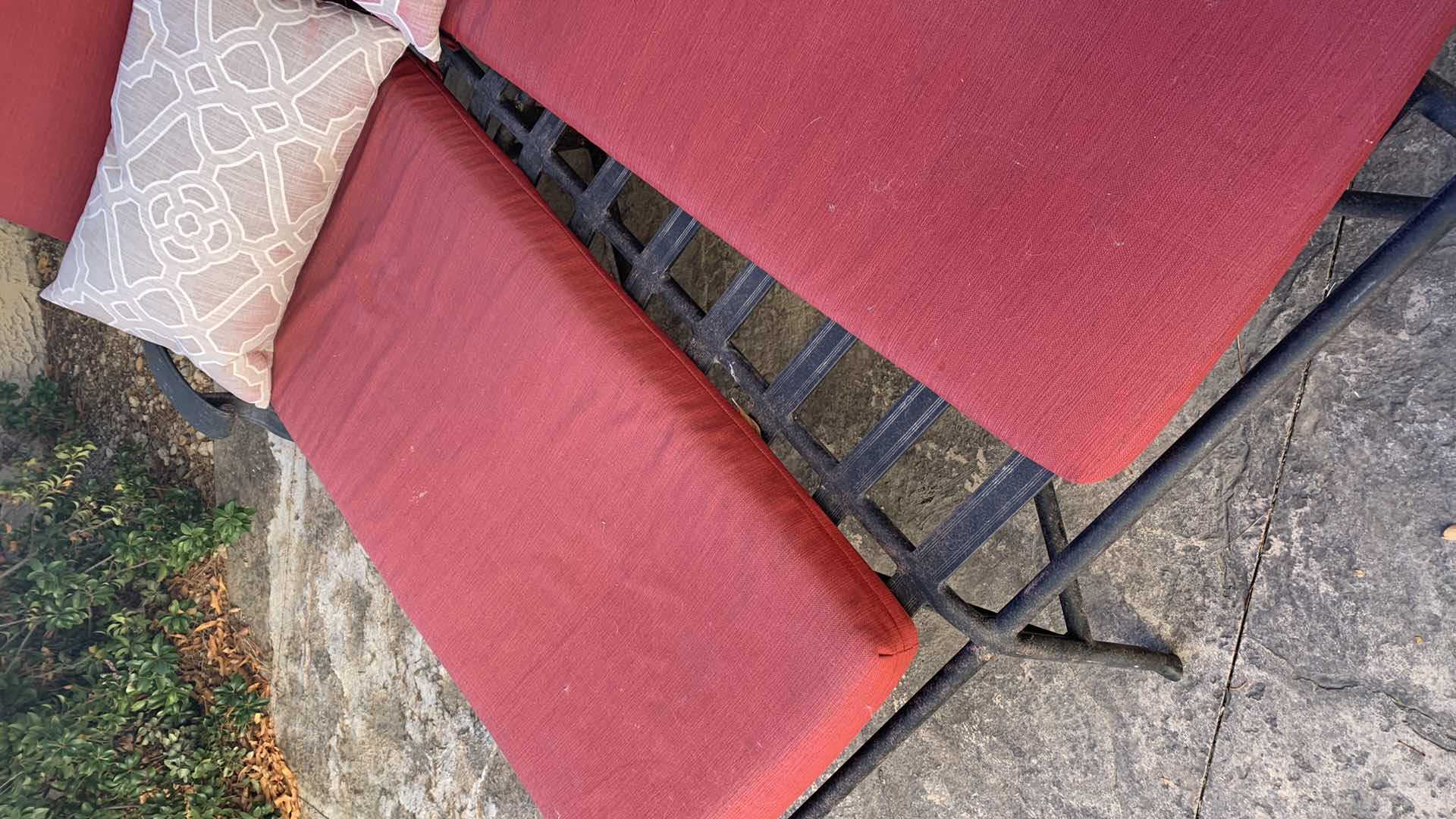 Photo 2 of POTTERY BARN DOUBLE CHAISE METAL LAWN CHAIRS THAT ARE ATTACHED WITH CUSHIONS