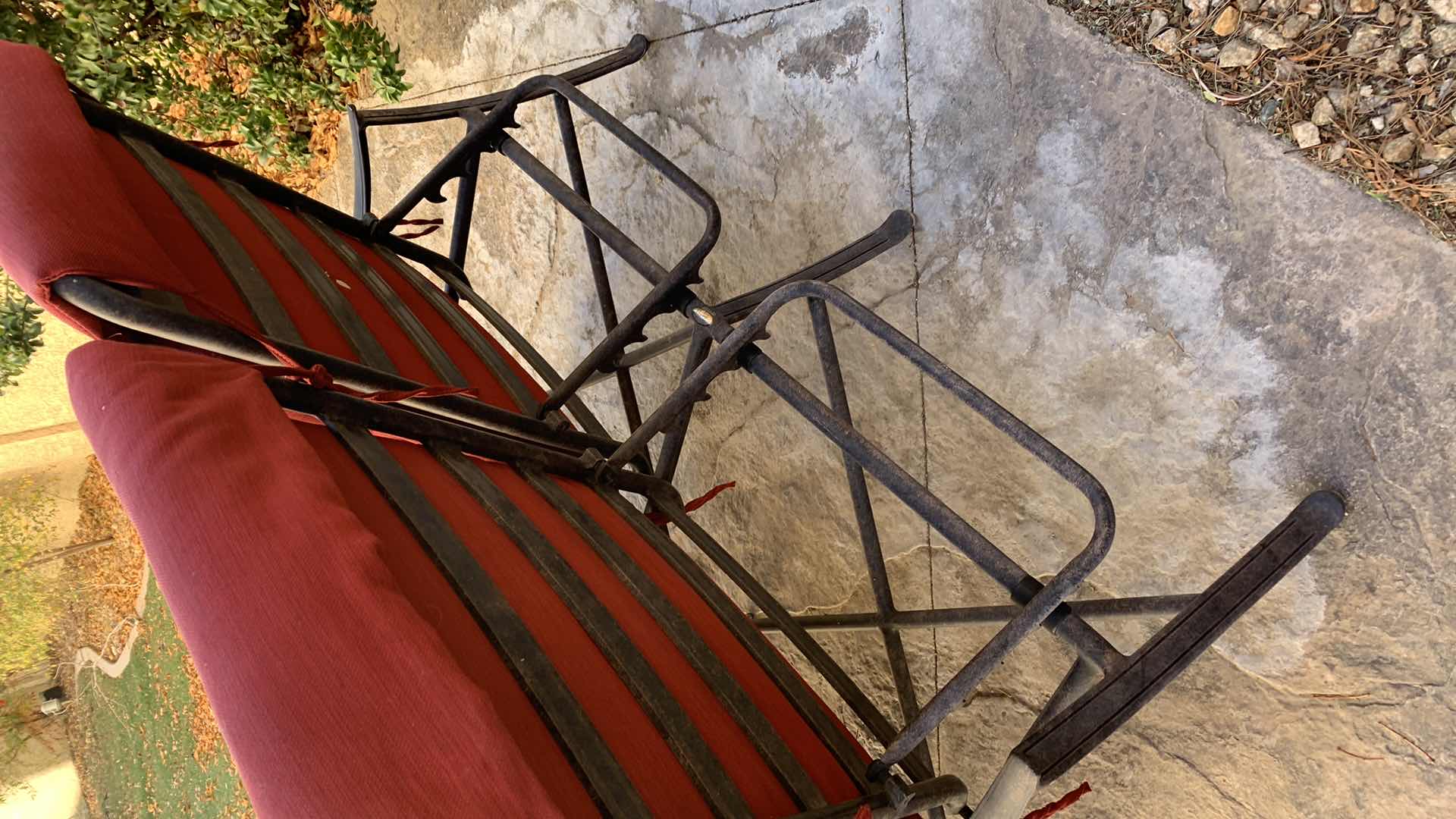 Photo 1 of POTTERY BARN DOUBLE CHAISE METAL LAWN CHAIRS THAT ARE ATTACHED WITH CUSHIONS