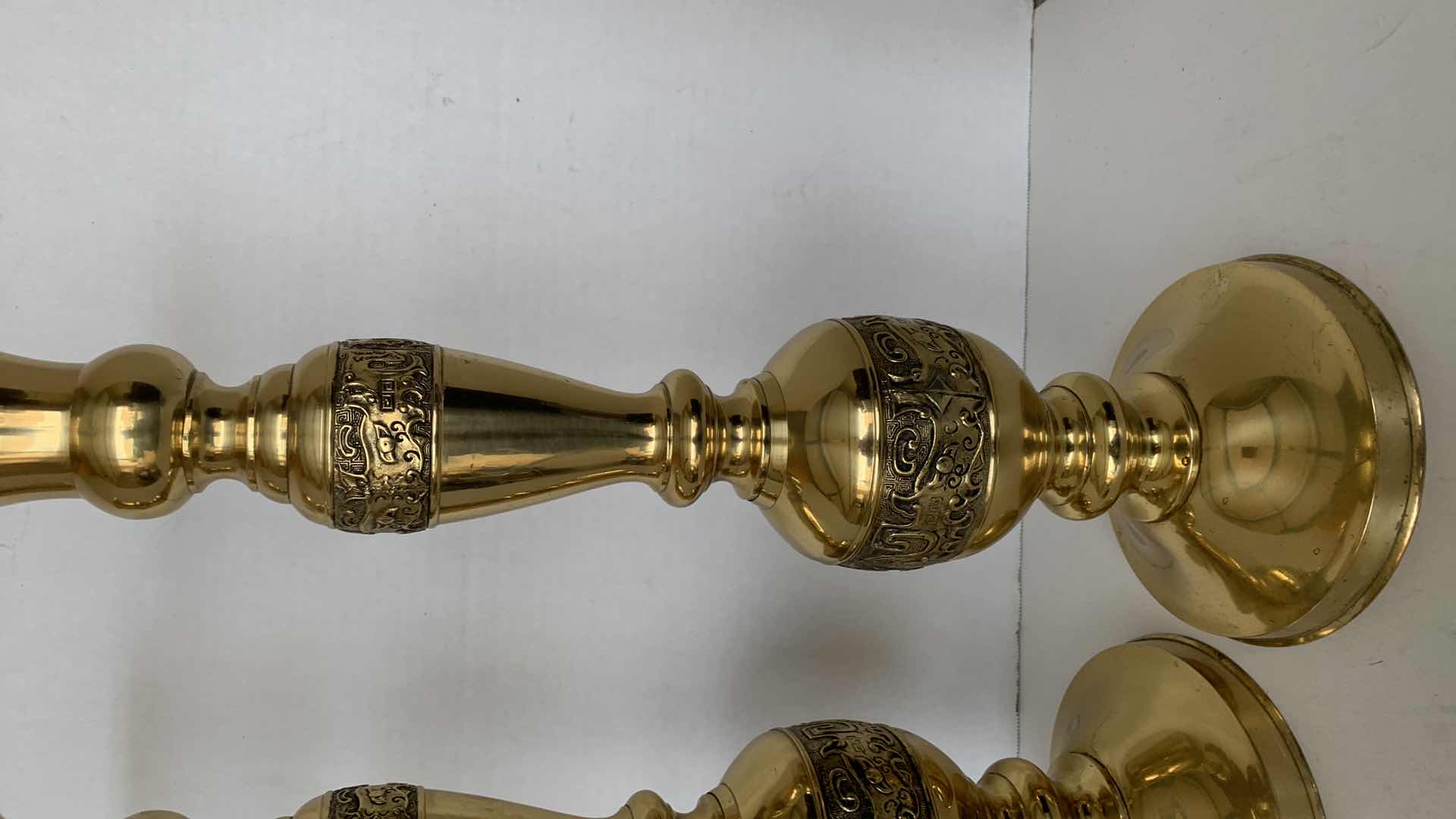 Photo 1 of SET OF VINTAGE BRASS CANDLSTICK HOLDERS 20” TALL