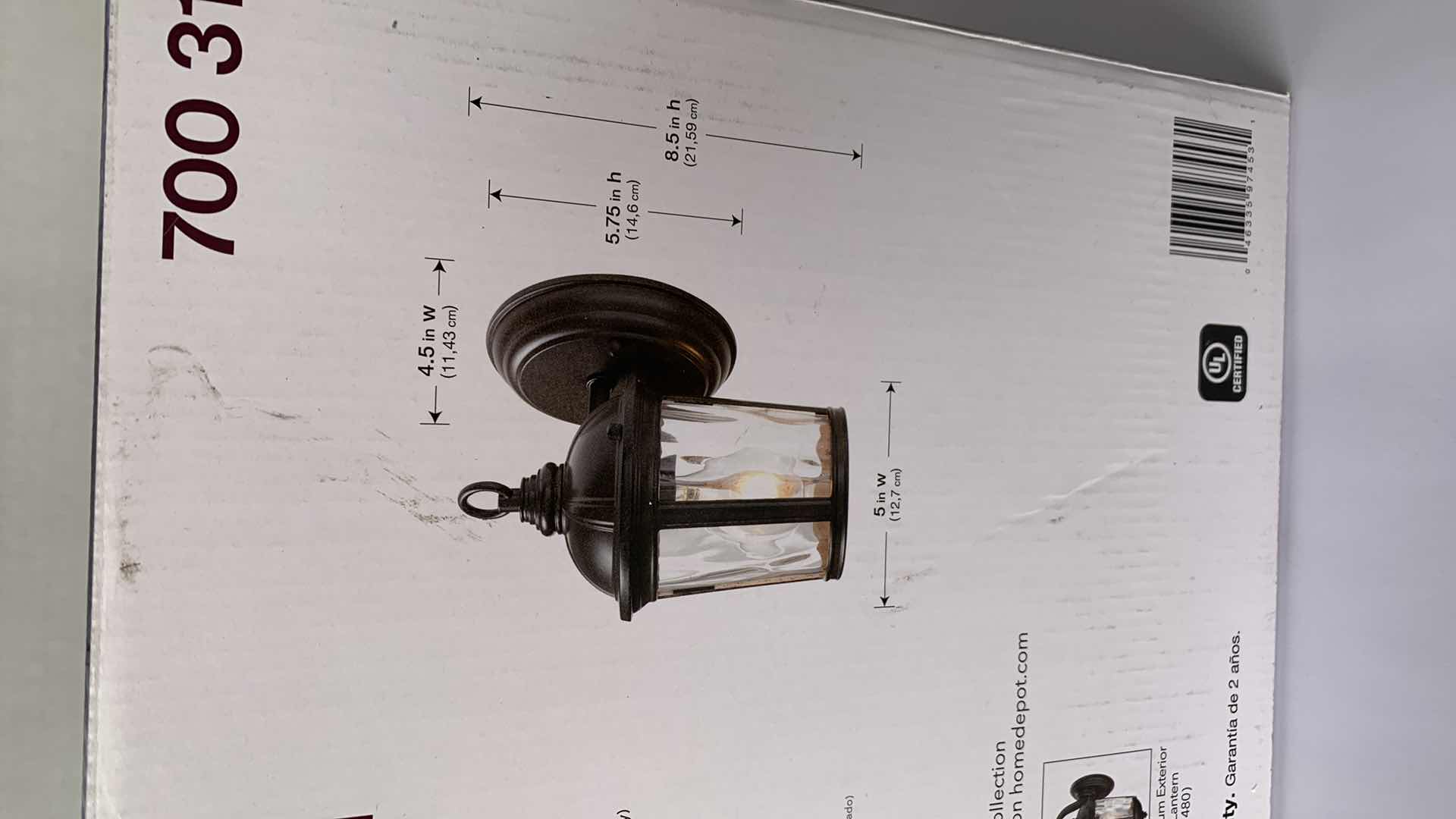 Photo 1 of HOME DECORATORS COLLECTION LEEDS SMALL EXTERIOR WALL LANTERN BRONZE FINISH 700 318