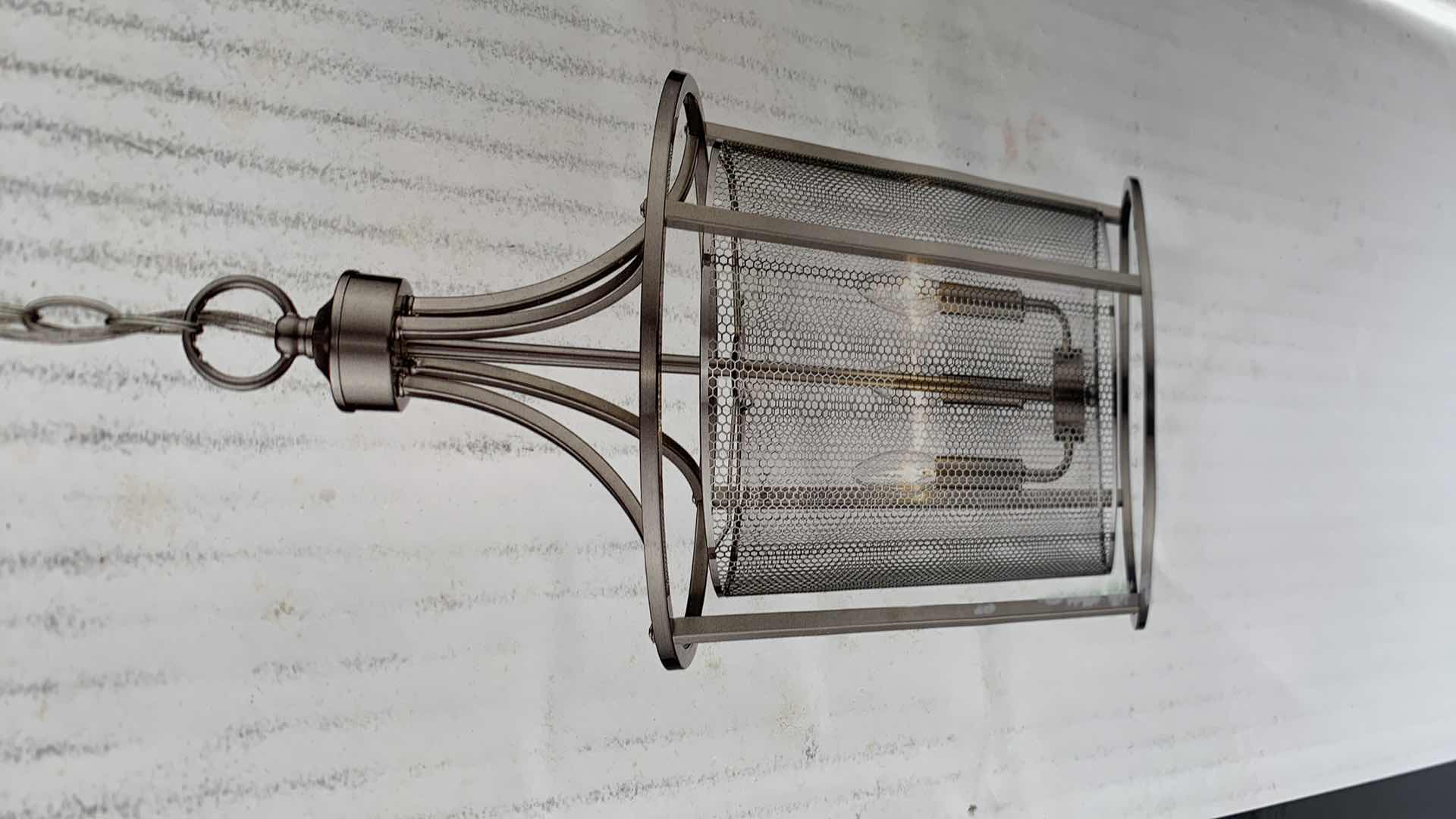 Photo 1 of EGLO INTERIOR PENDANT LIGHT FIXTURE BRUSHED NICKEL FINISH 14” X 27” 202806A