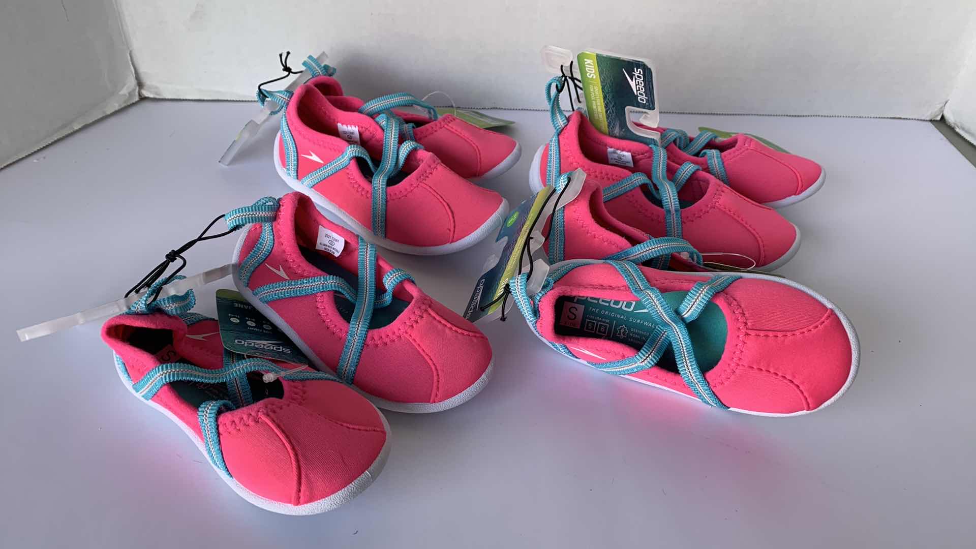 Photo 1 of FOUR PAIRS OF SPEEDO MARY JANE GIRLS ORIGINAL SURFWALKER SIZE SMALL AND MEDIUM