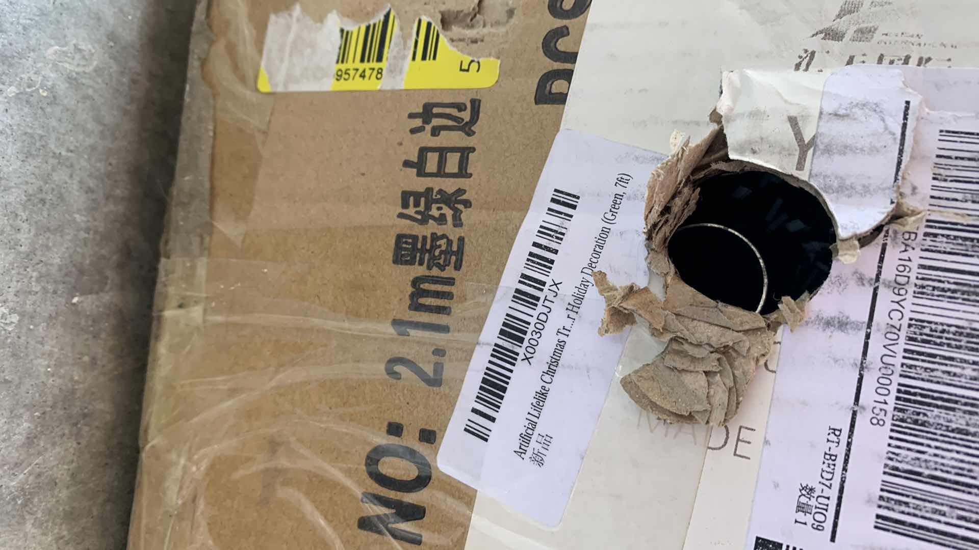 Photo 1 of CHRISTMAS TREE 7FT GREEN AND WHITE WITH ORNAMENTS