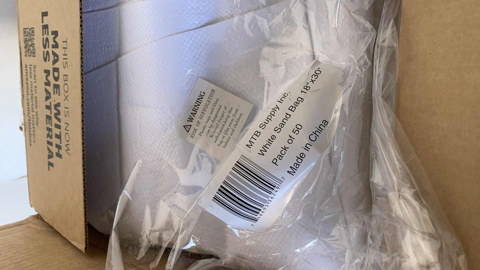 Photo 1 of PACK OF FIFTY SAND BAGS WHITE 18” X 30”