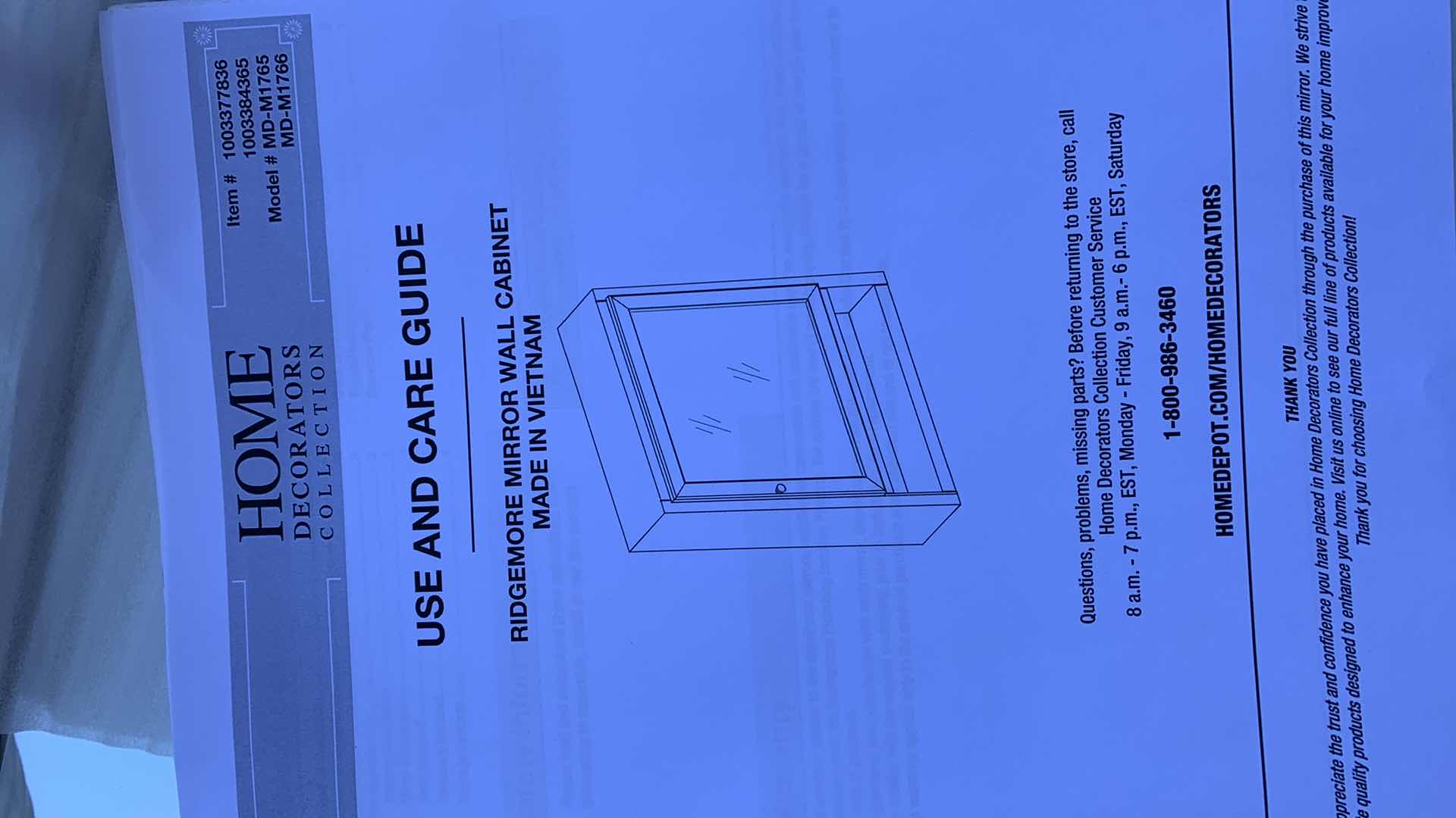 Photo 1 of HOME DECORATORS RIDGEMORE BATHROOM VANITY MIRROR WHITE 24” X 30”