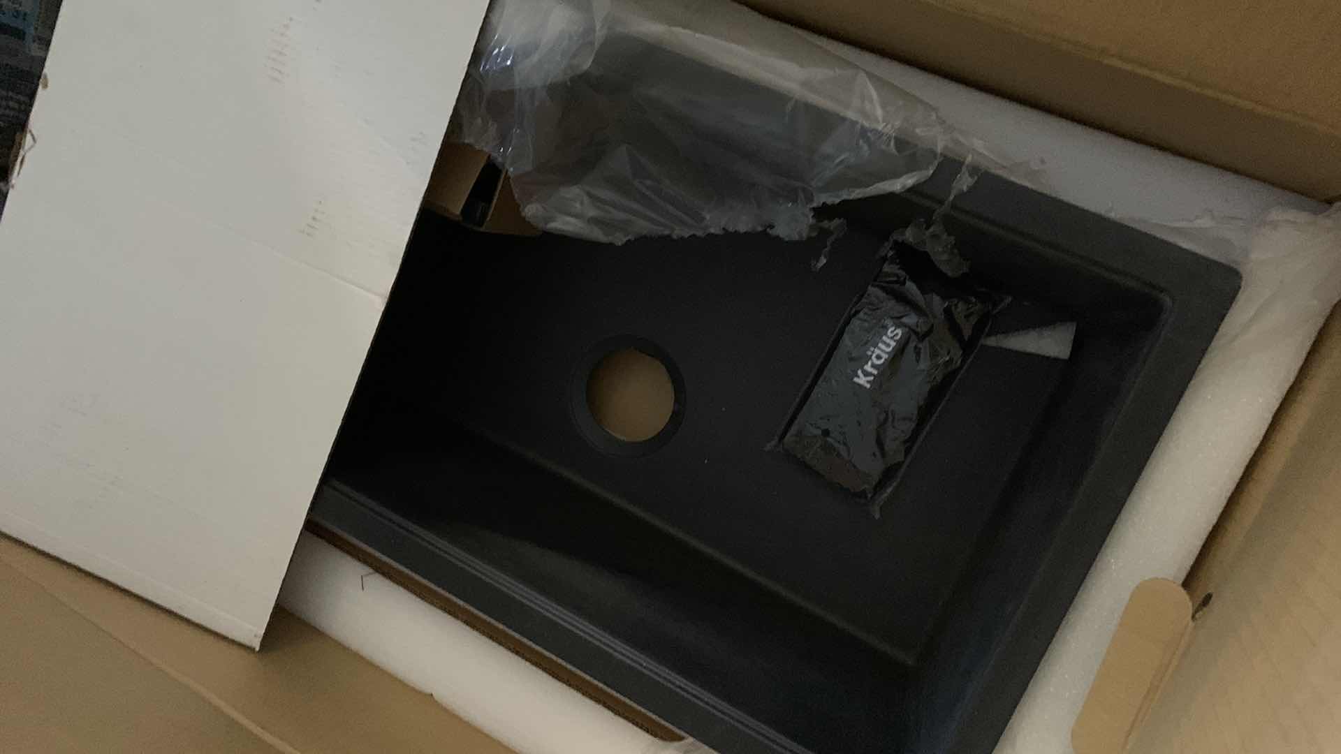 Photo 1 of KRAUS UNDERMOUNT GRANITE COMPOSITE SINGLE BOWL KITCHEN SINK IN BLACK ONYX FINISH KGU-41BB