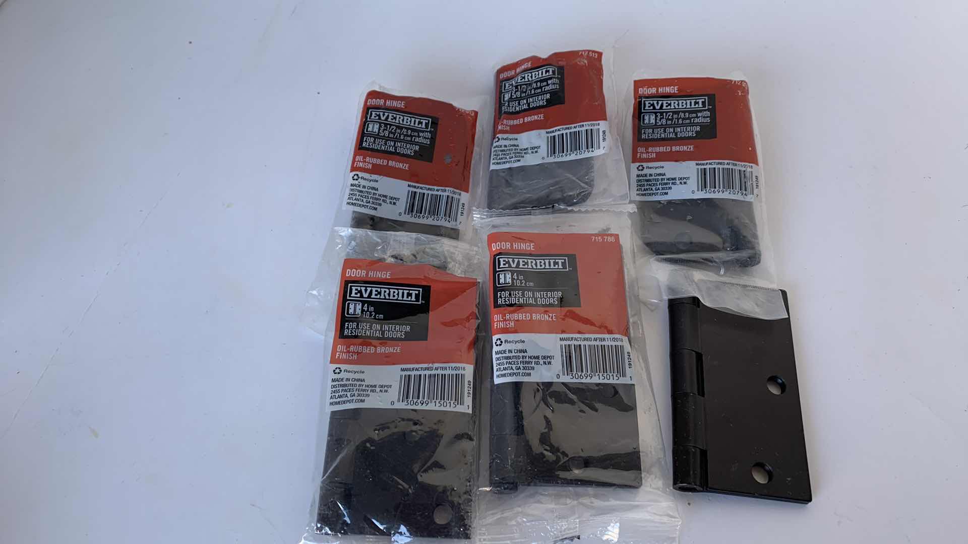 Photo 1 of SIX EVERBUILT HINGES 3 1'2" AND 4"