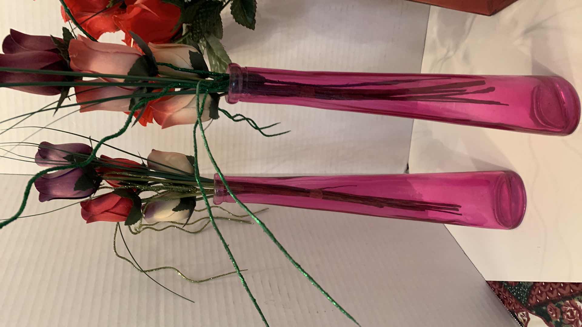 Photo 1 of FIVE VASES WITH FAUX ROSES