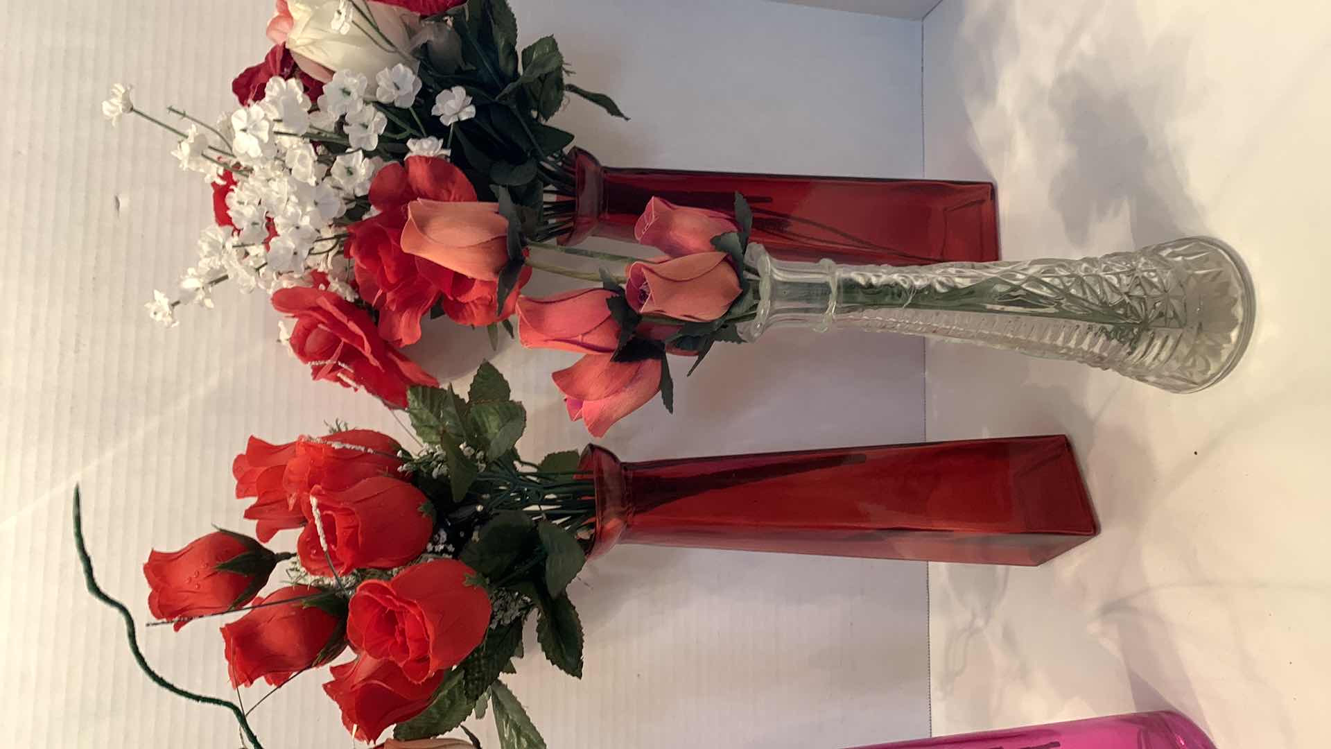 Photo 1 of FIVE VASES WITH FAUX ROSES