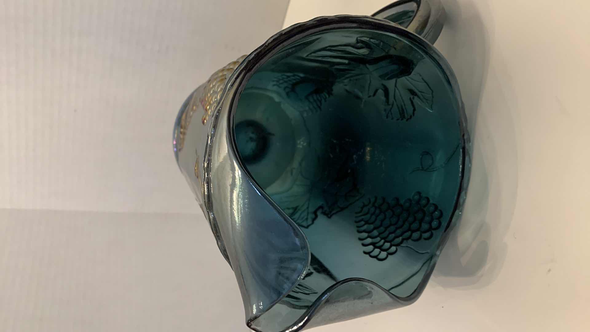 Photo 1 of INDIANA HARVEST BLUE CARNIVAL GLASS 64OZ PITCHER AND GLASS