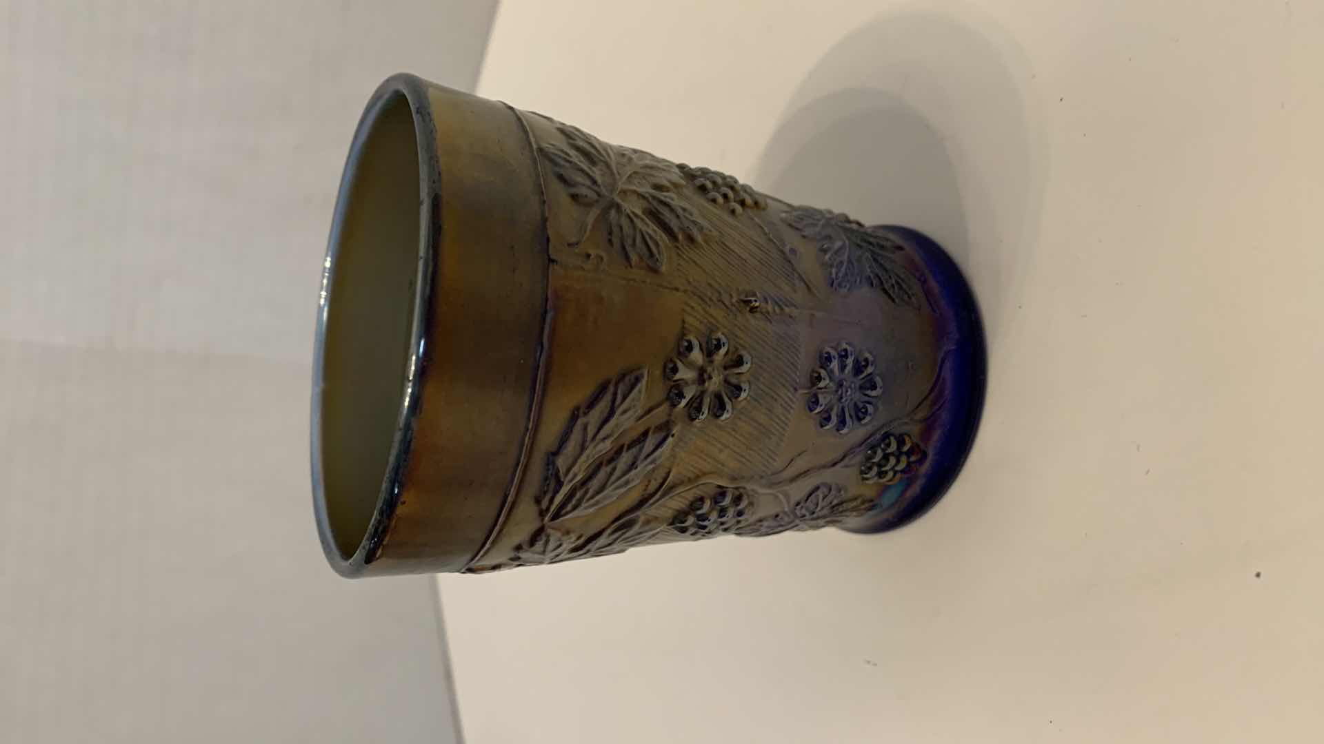 Photo 1 of INDIANA HARVEST BLUE CARNIVAL GLASS 64OZ PITCHER AND GLASS