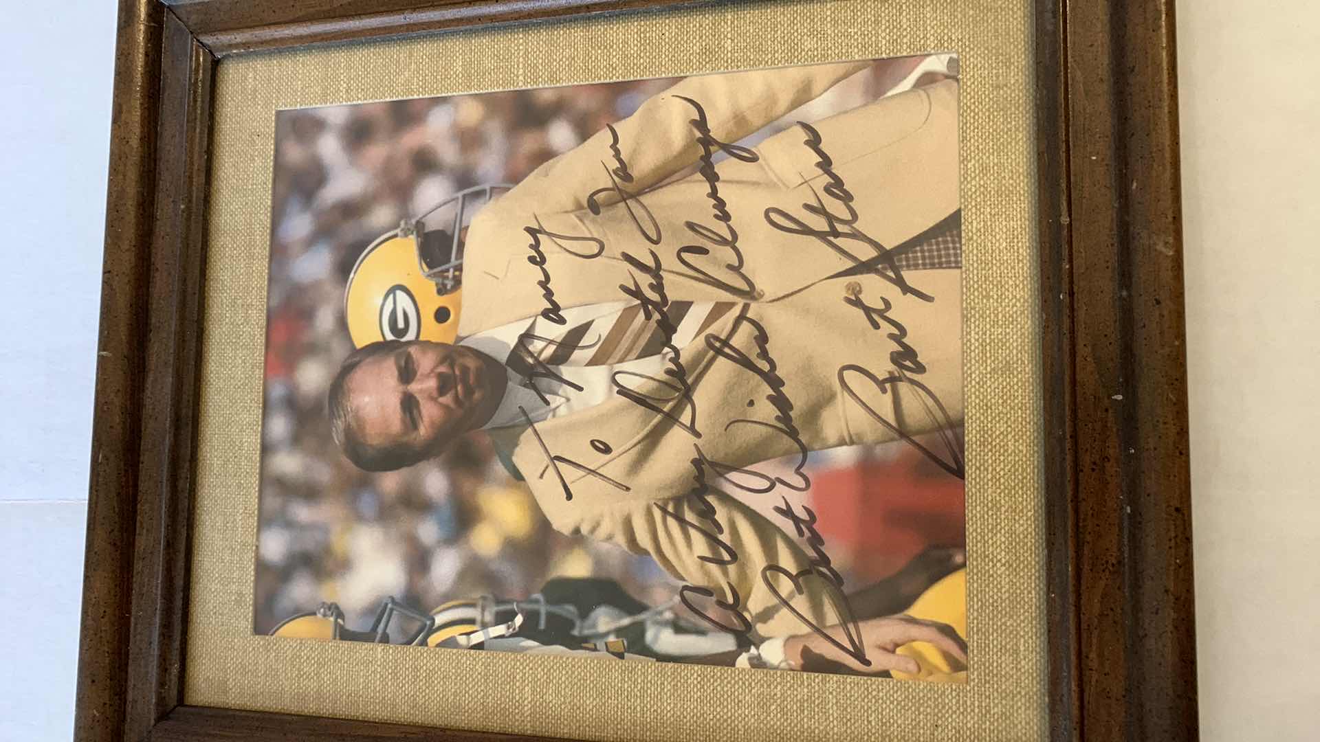 Photo 1 of GREEN BAY PACKERS UNAUTHENTICATED BART STARR AUTOGRAPH AND A VINCE LOMBARDI PRINT