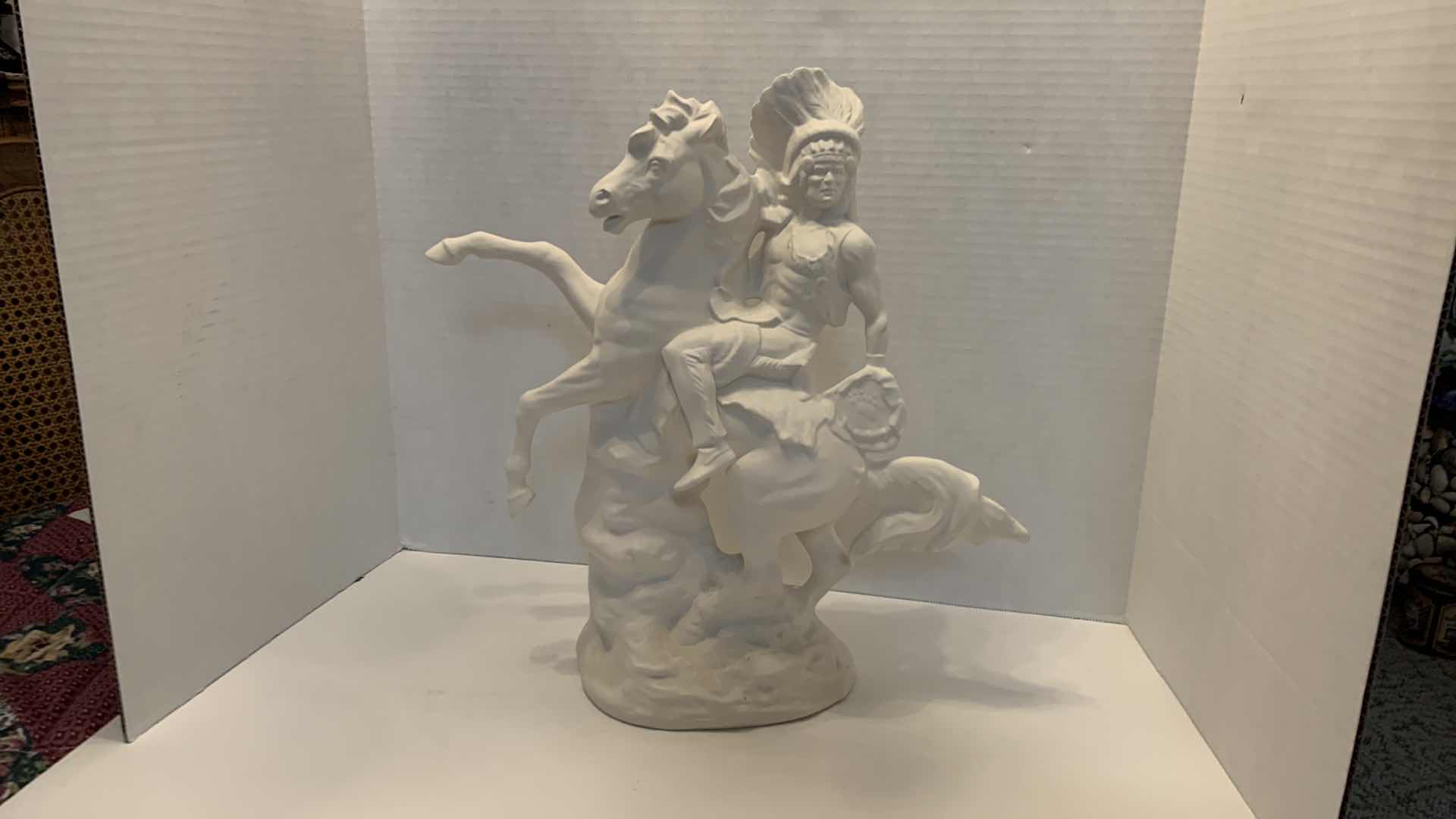 Photo 1 of PLASTER AMERICAN INDIAN CHIEF SCULPTURE 24” TALL