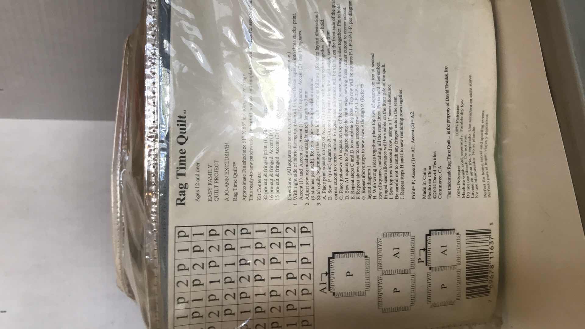 Photo 1 of FLEECE QUILT KIT, SET OF TWO. BLUE KIT IN PROGRESS.